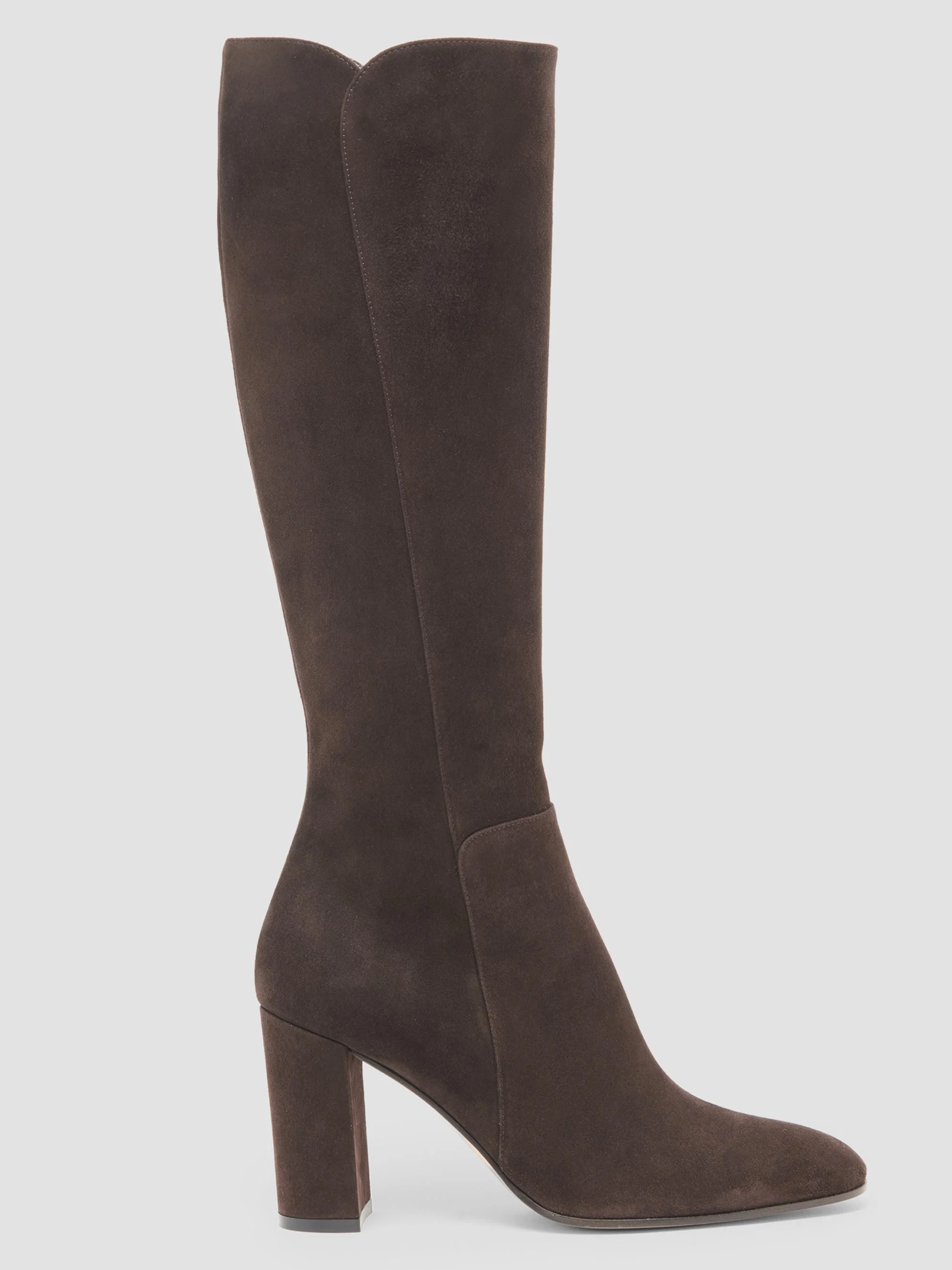 Women's Camoscio 85MM Suede Knee-High Boots - Dark Brown - 1