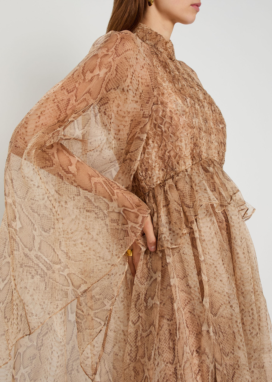 Zimmermann Memento Python-print Silk-organza Maxi Dress - 5