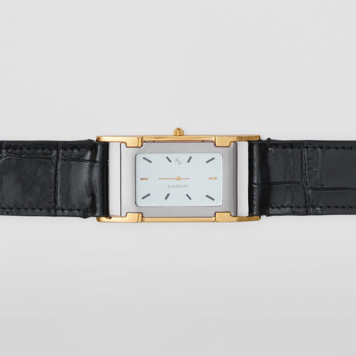 Faux Watch Detail Embossed Leather Belt - 2