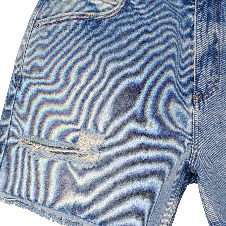 Balmain Ripped Cotton Denim Jean Shorts - 2