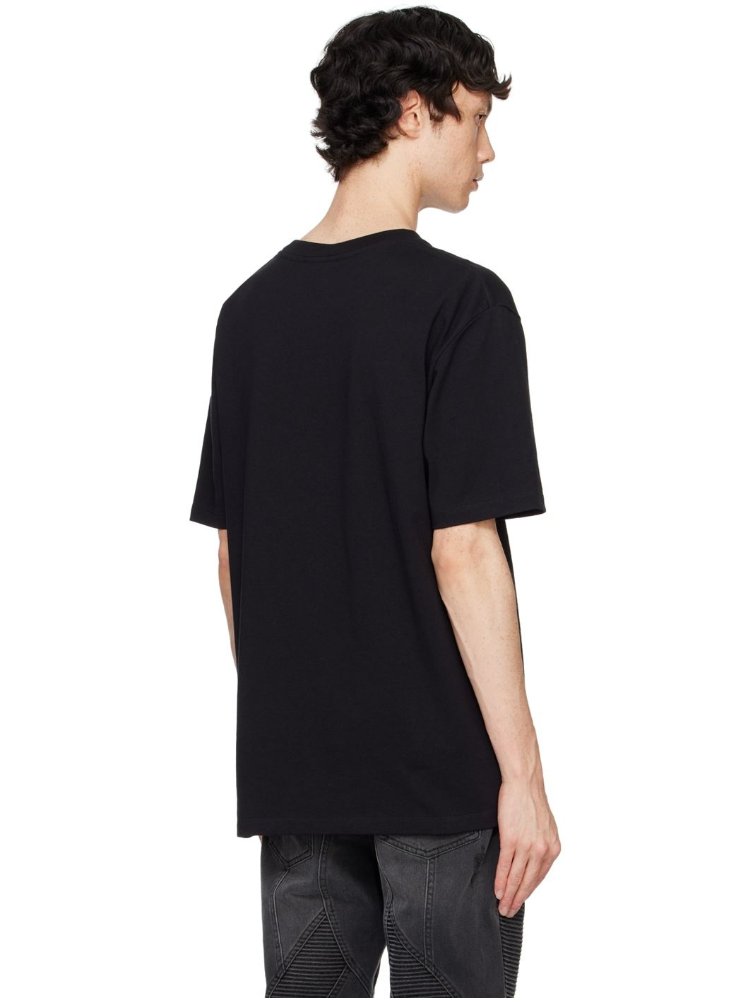 Black Vintage 'Balmain' Embroidered T-shirt - 3