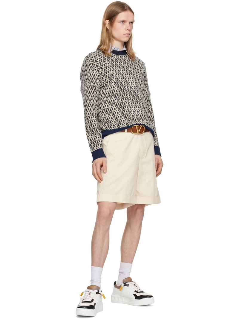 Valentino White & Black Low-Top One Stud XL Sneakers outlook