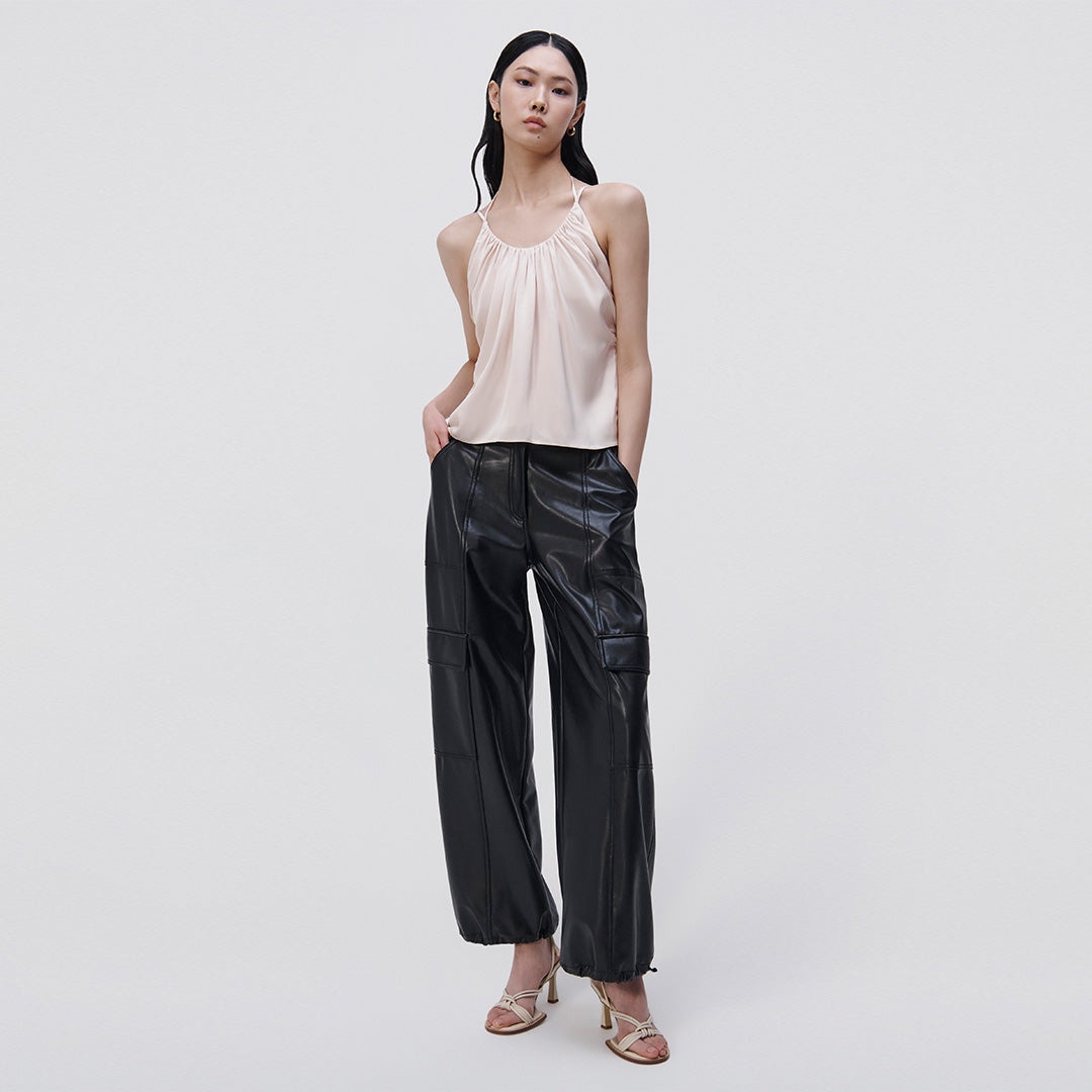 Luxe Vegan Leather Cargo Pant - 1