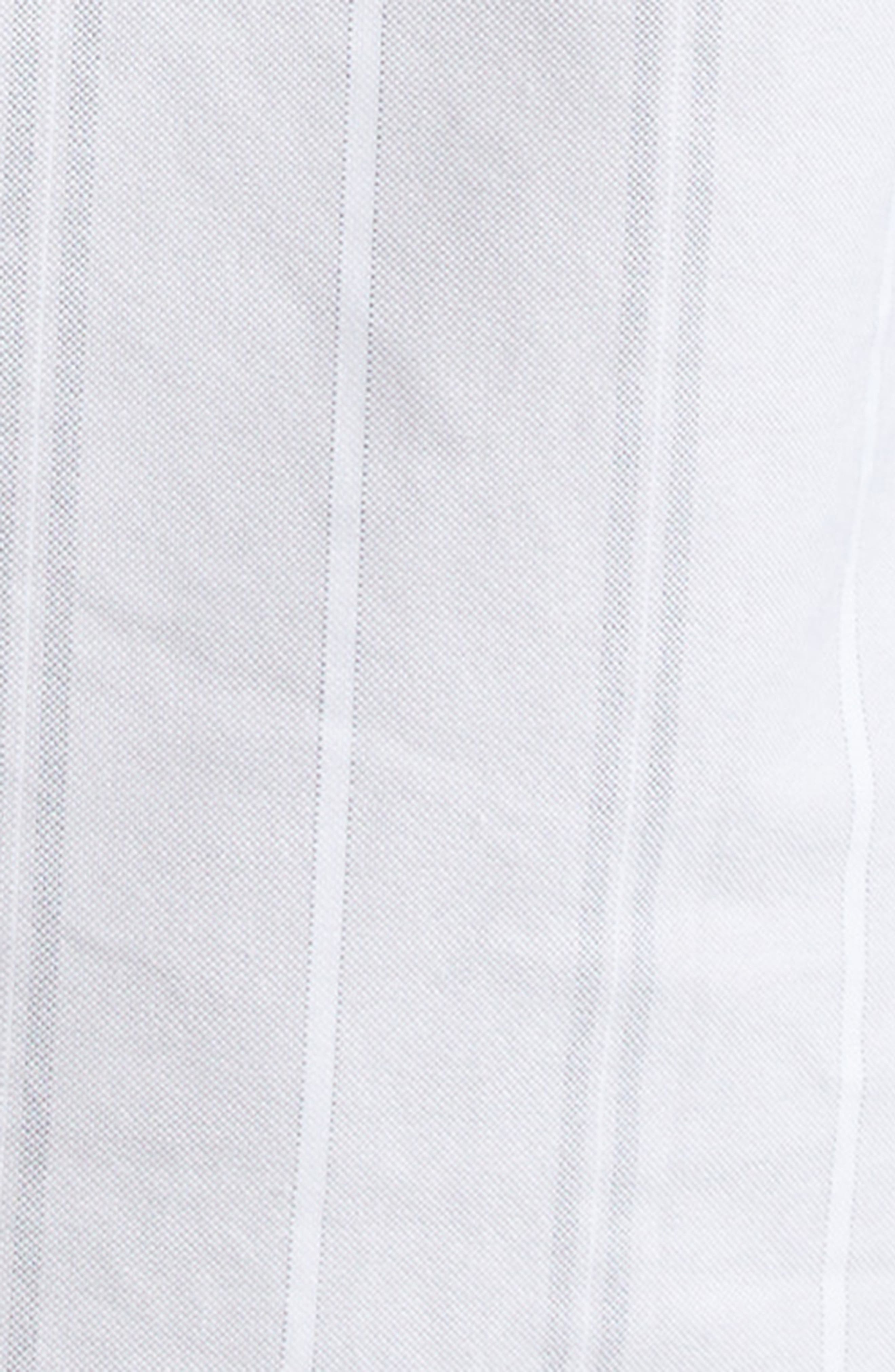 Thom Browne Straight Fit Stripe Short Sleeve Cotton Button-Down Shirt in Medium Grey at Nordstrom - 6