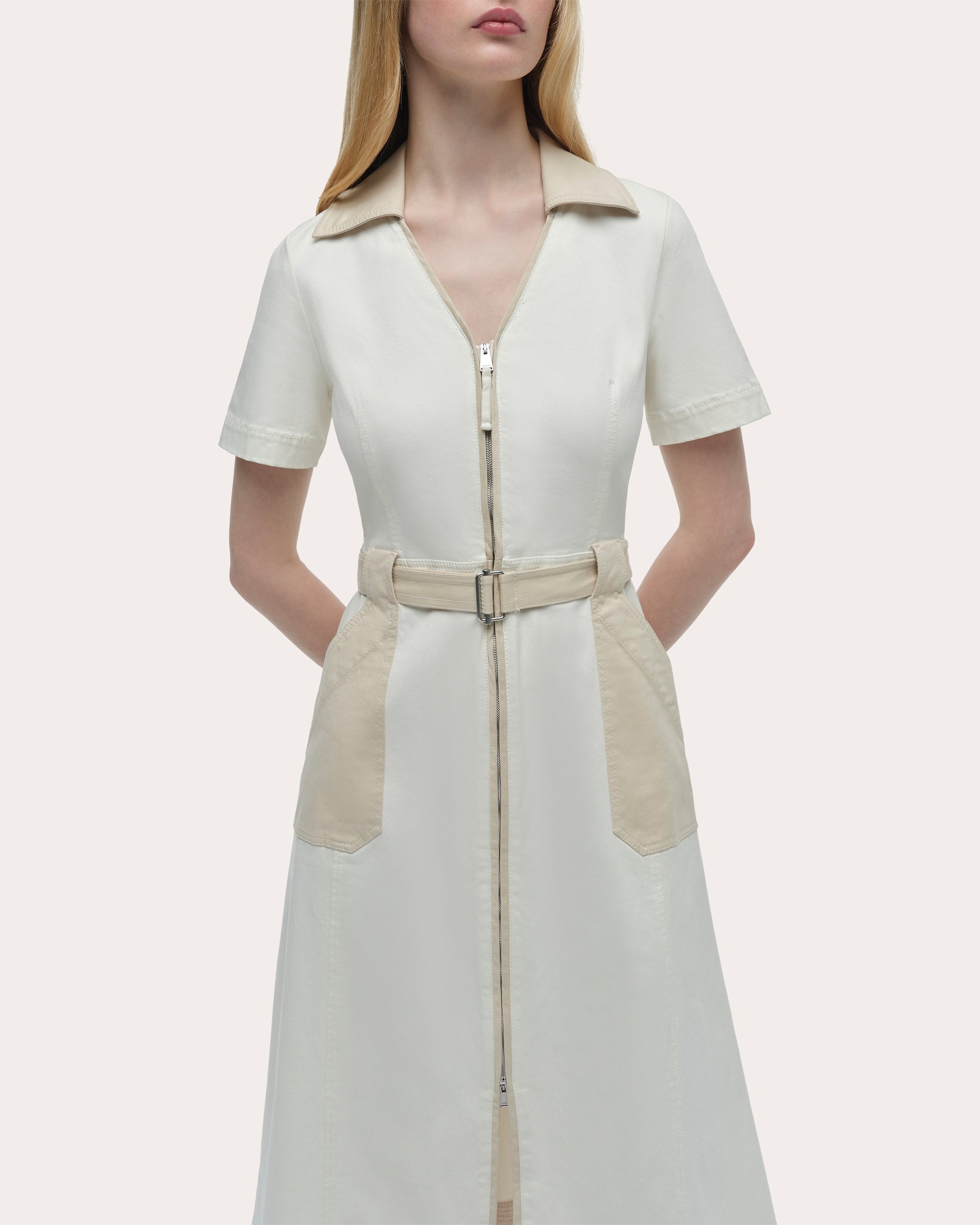 Hanover Color Block Twill Collared Midi Dress - 4