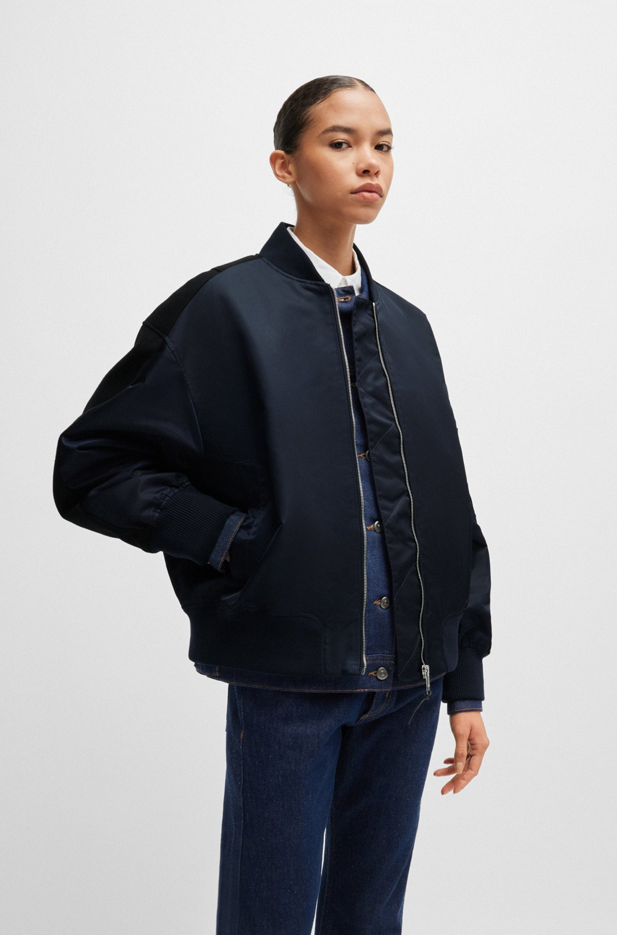WATER-REPELLENT BOMBER JACKET WITH ZIPPED SLEEVE POCKET - 2