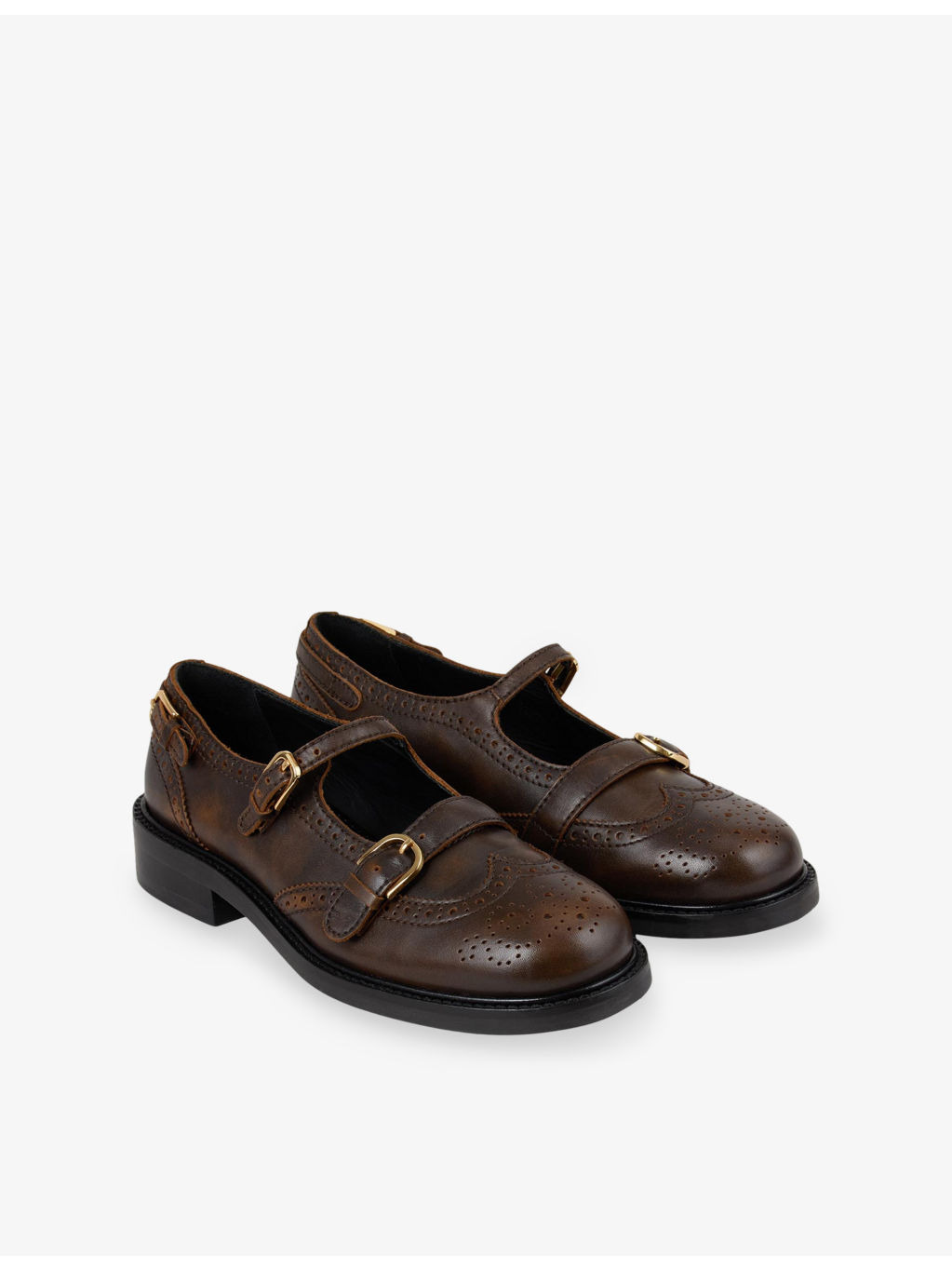 Buckle Leather Derby Shoes - 3