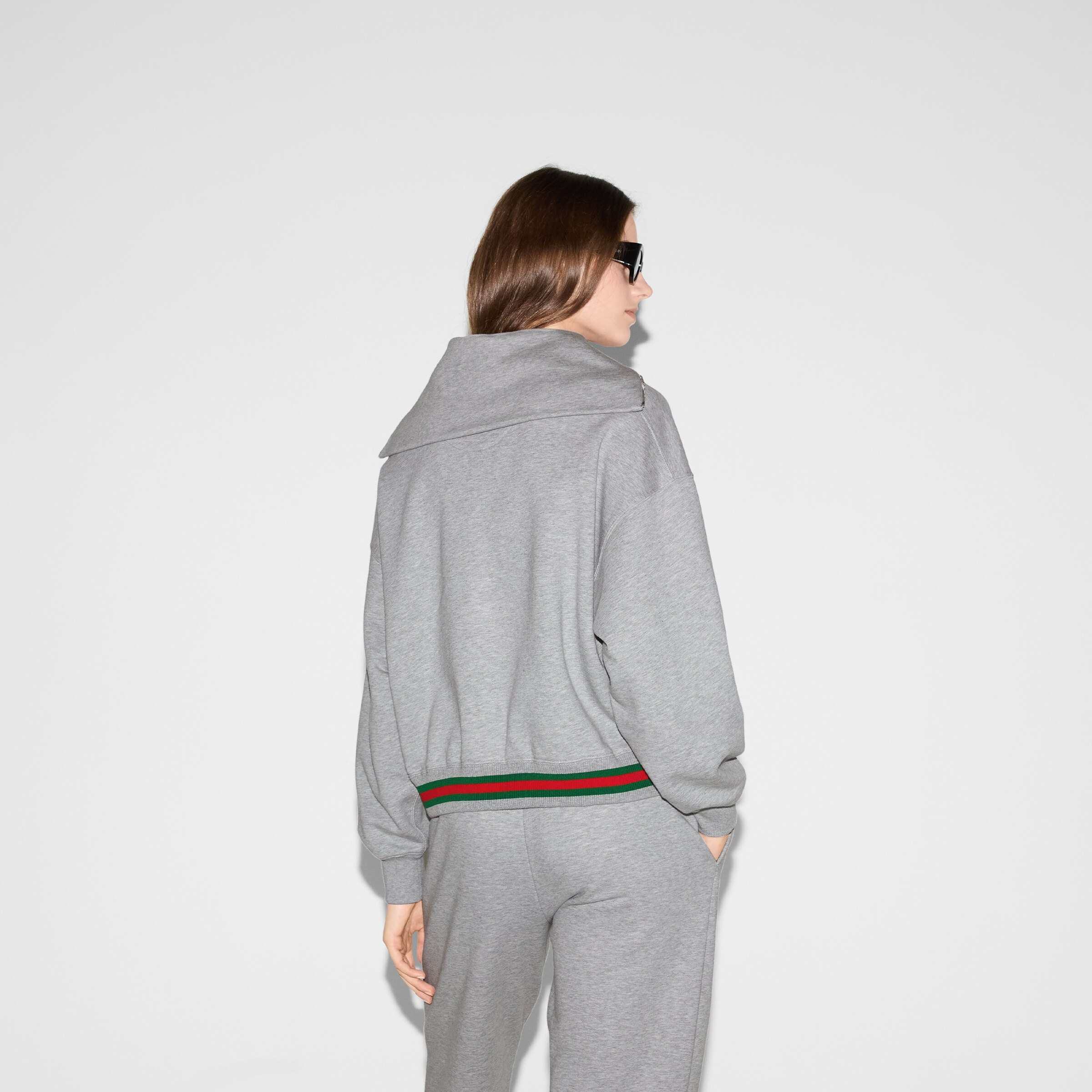 Cotton jersey sweatshirt with Web - 4
