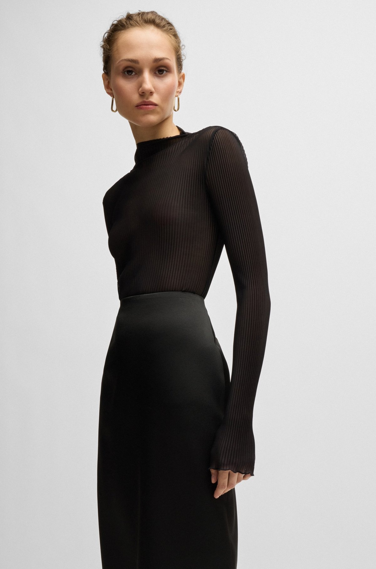 PENCIL SKIRT IN LUSTROUS FABRIC - 5