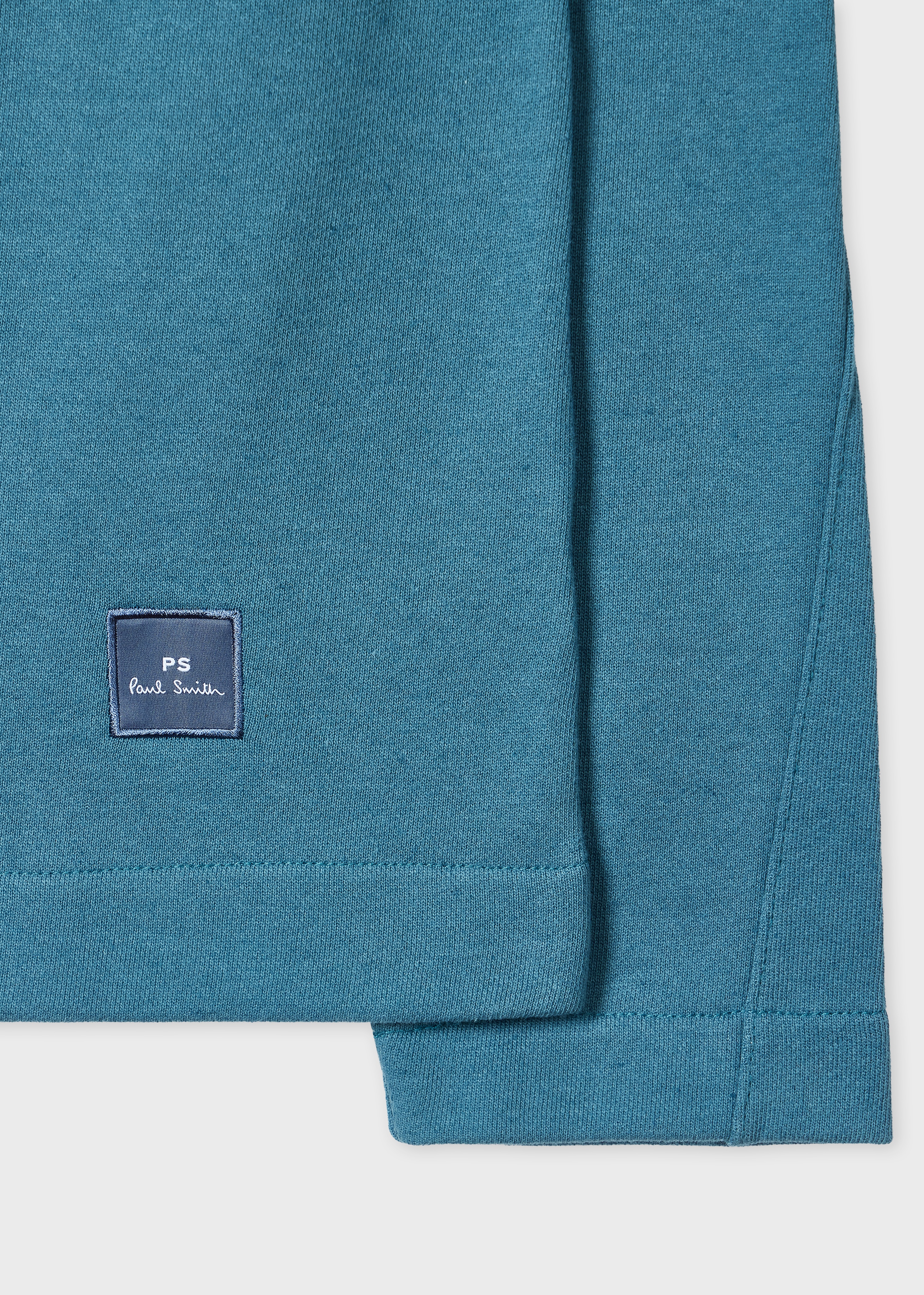 Blue Cotton-Linen Zip-Neck Sweatshirt - 2