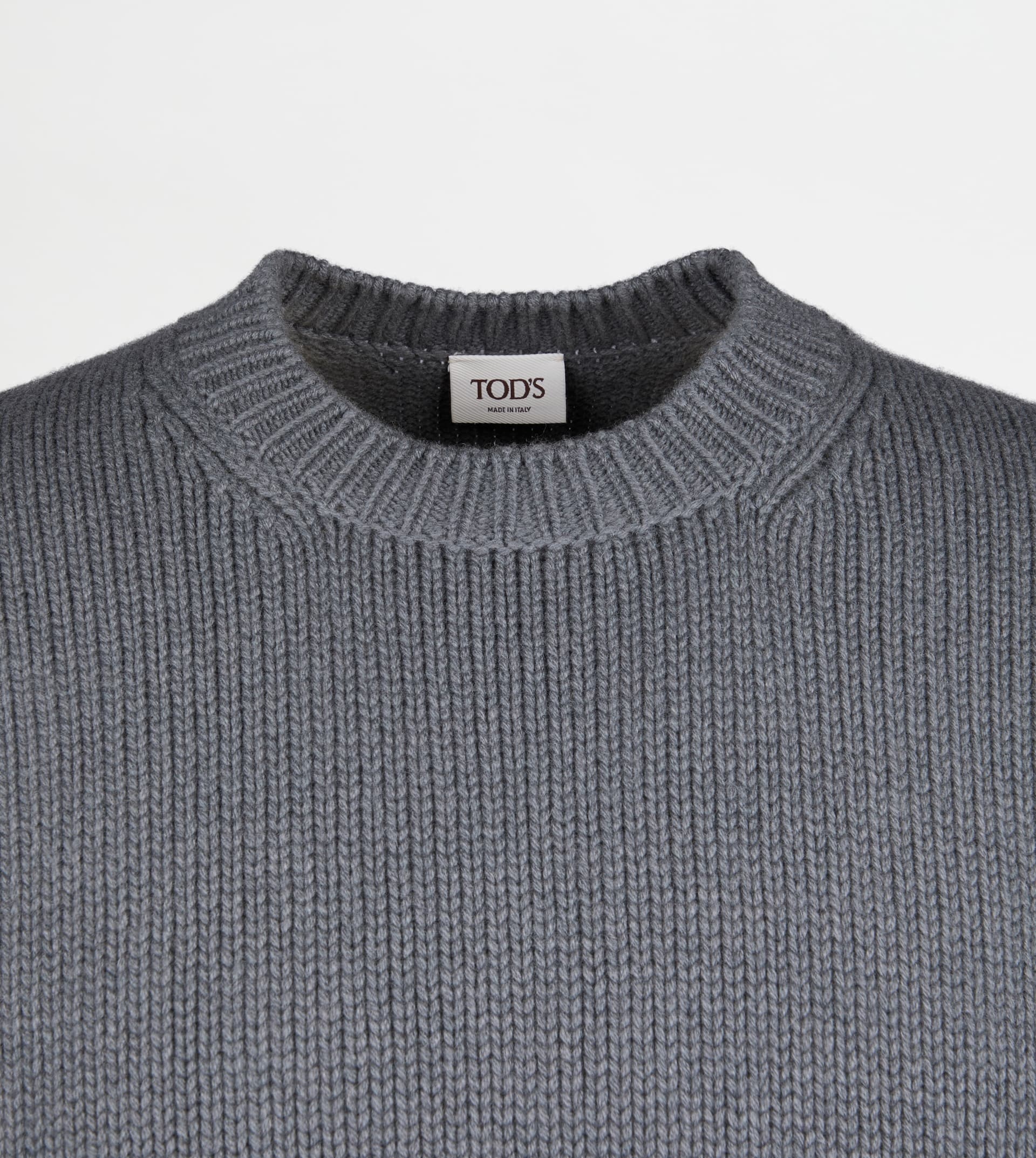 CASHMERE BLEND ROUND-NECK PULLOVER - GREY - 2