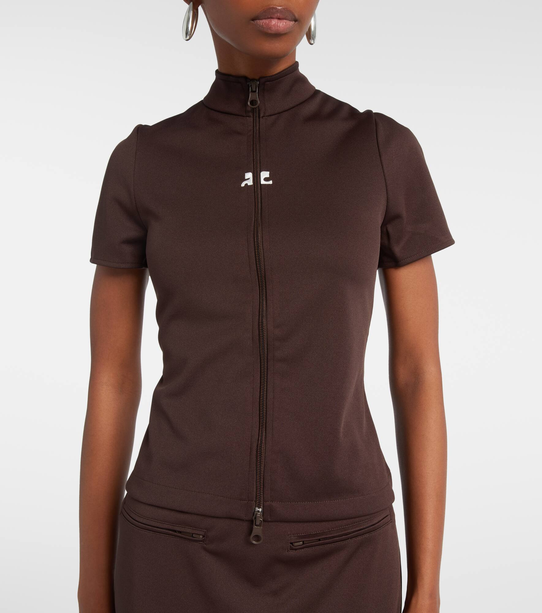 Interlock jersey zip-up top - 5
