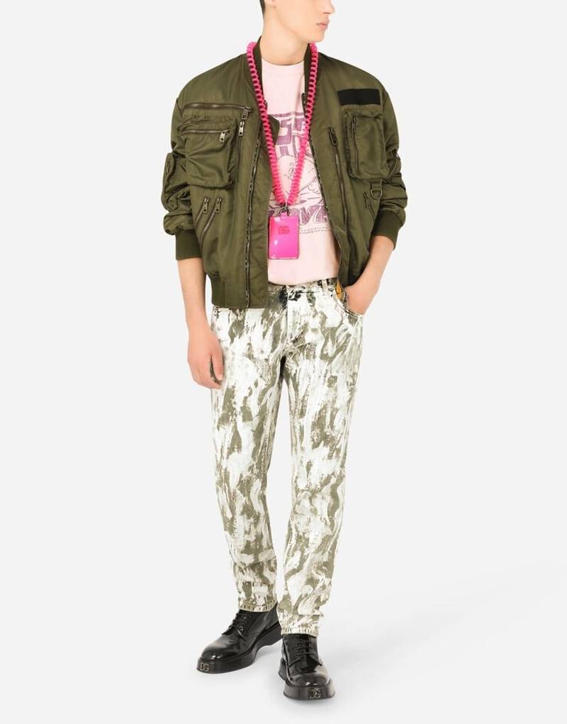 Dolce & Gabbana Regular-fit gray jeans with marbled print outlook