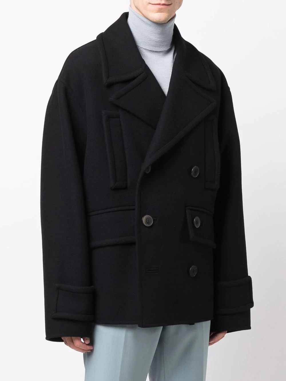 double-breasted virgin wool-blend coat - 3