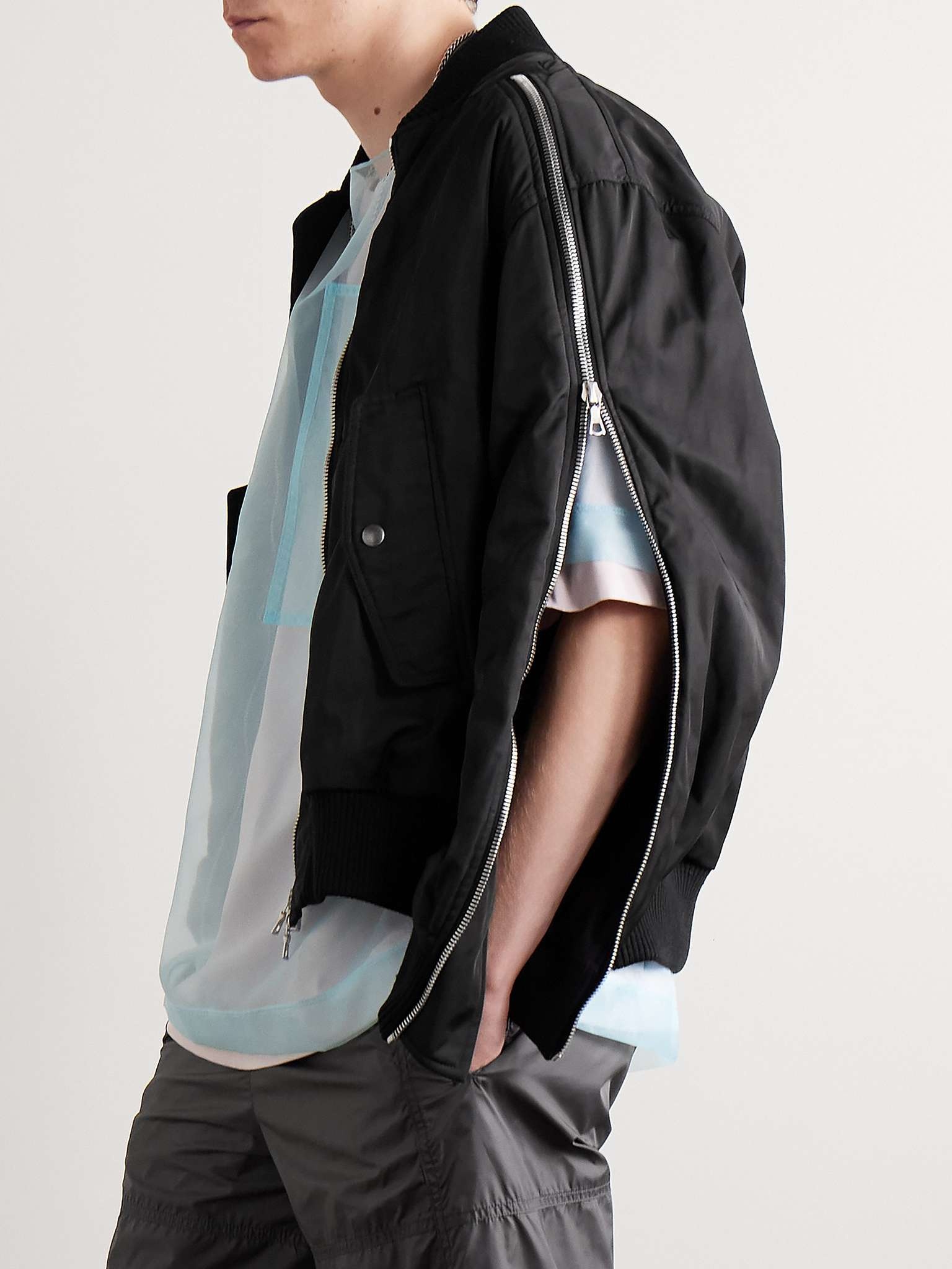 Zip-Detailed Shell Bomber Jacket - 3