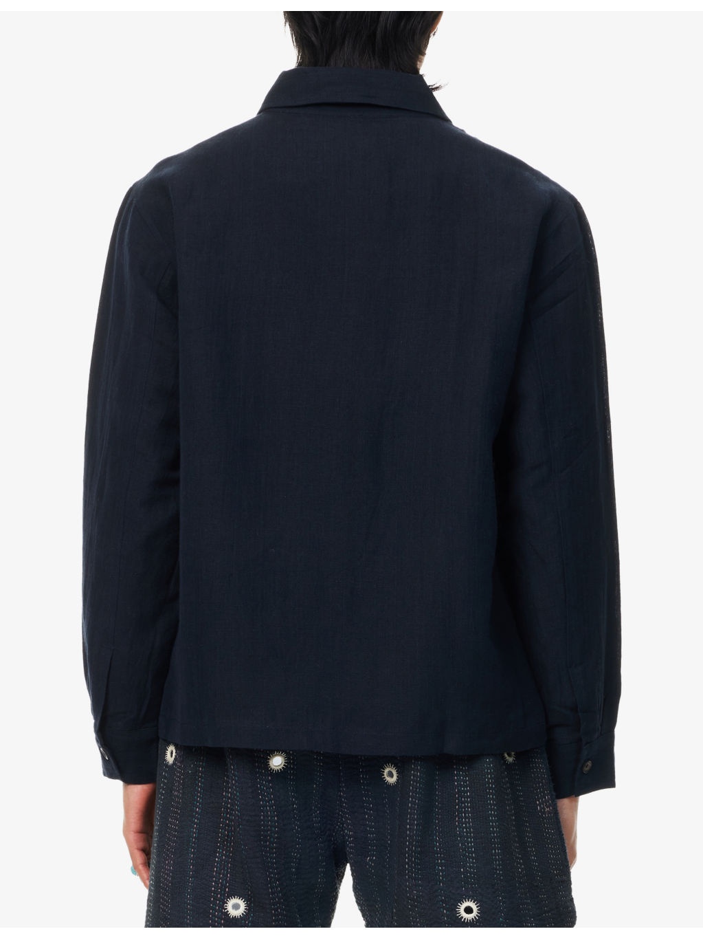 Embroidered-Mirrors Relaxed-Fit Cotton-Linen Jacket - 4