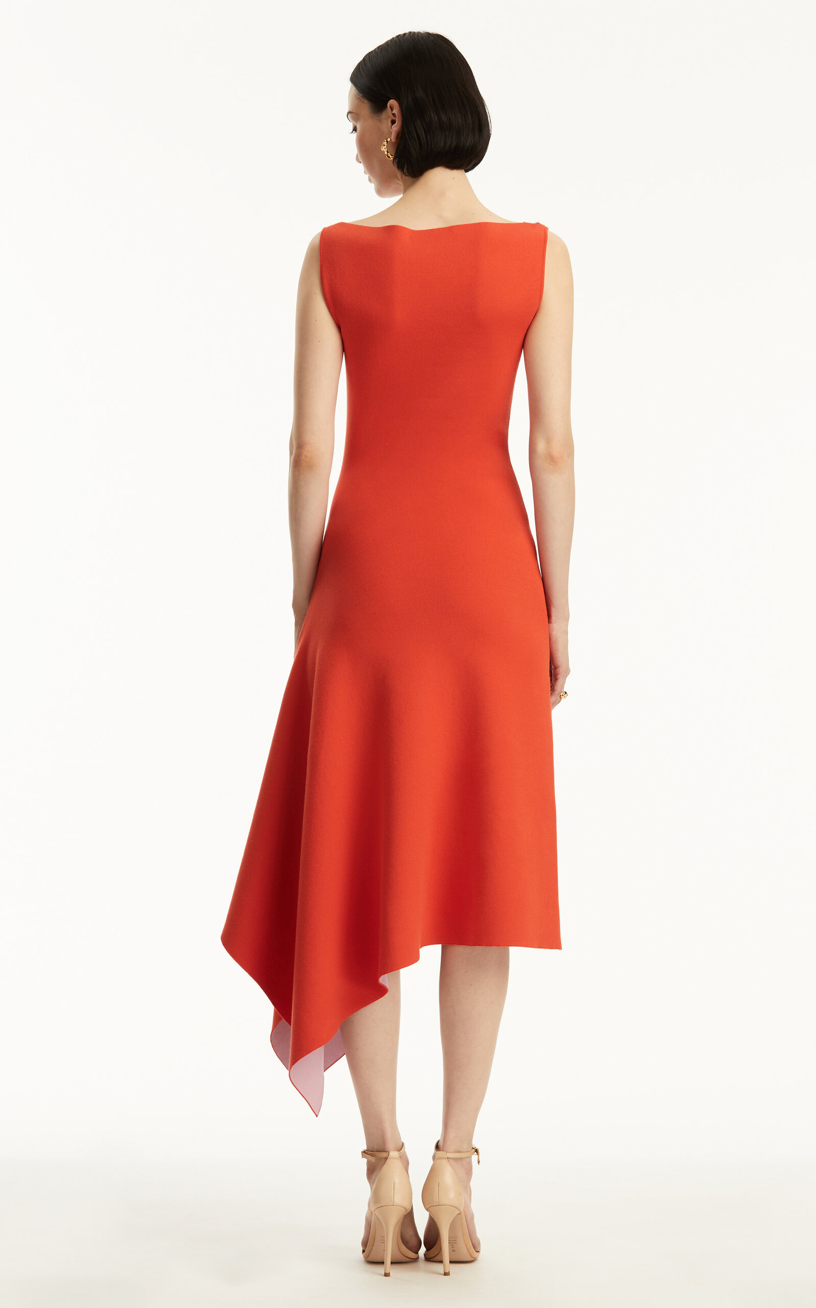 Asymmetric Knit Midi Dress red - 4