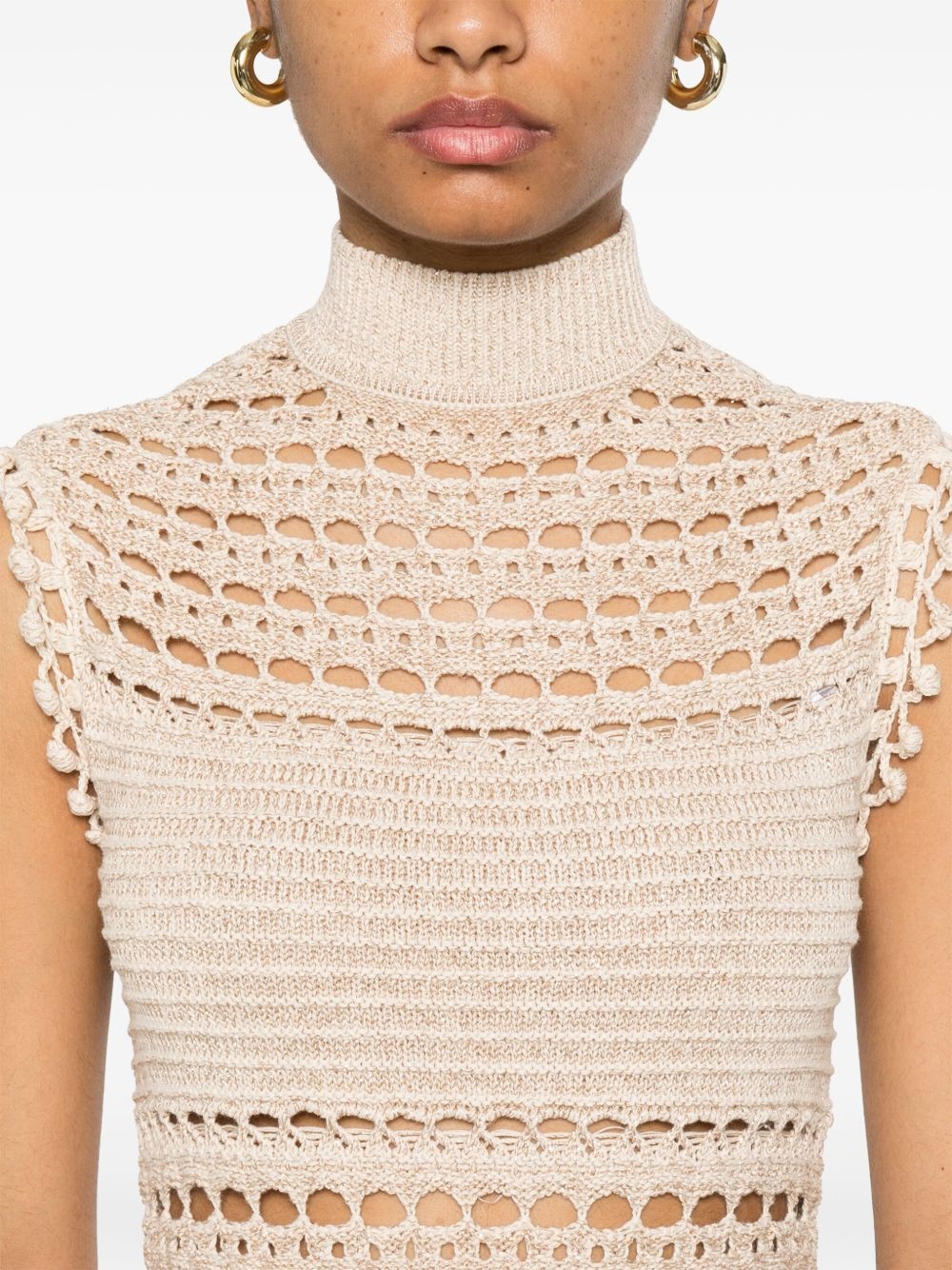 crochet-knit midi dress - 5