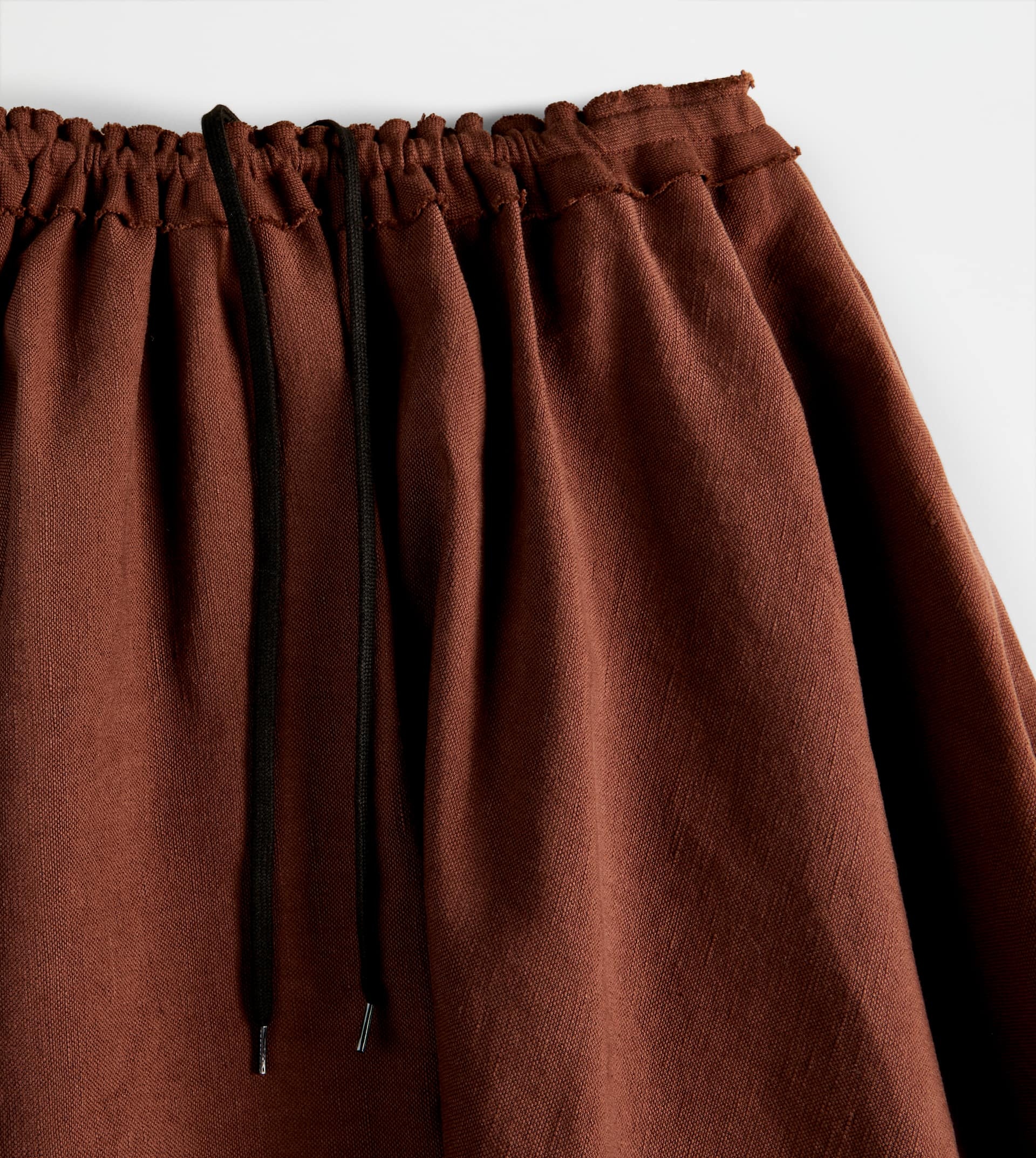 LINEN BLEND FLARED SKIRT - BROWN - 9