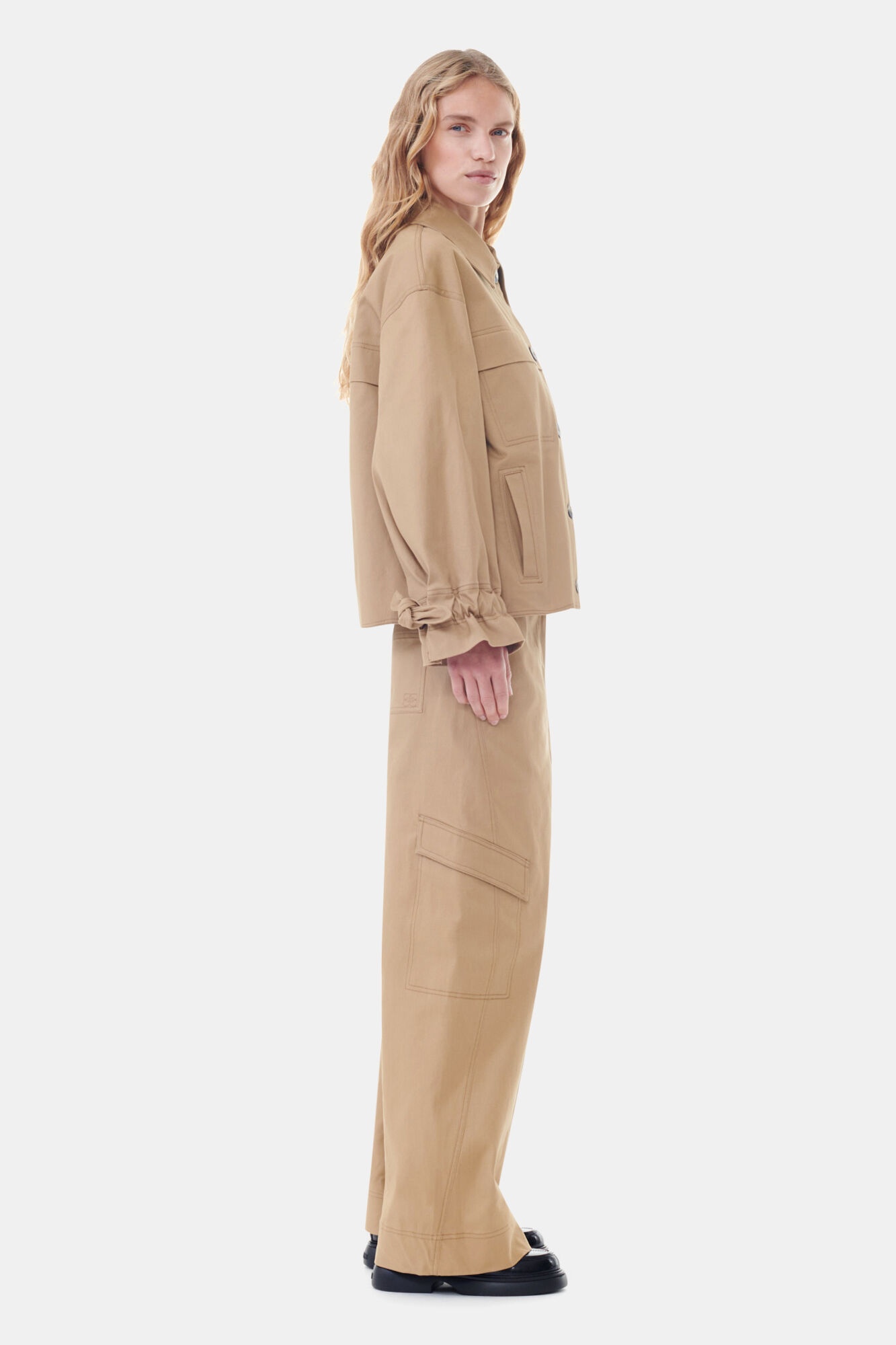 BROWN HERRINGBONE CANVAS JACKET - 4