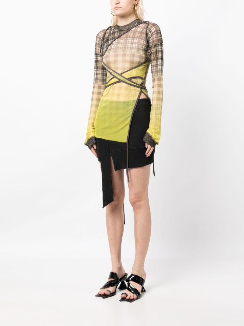 plaid-check semi-sheer T-shirt 3