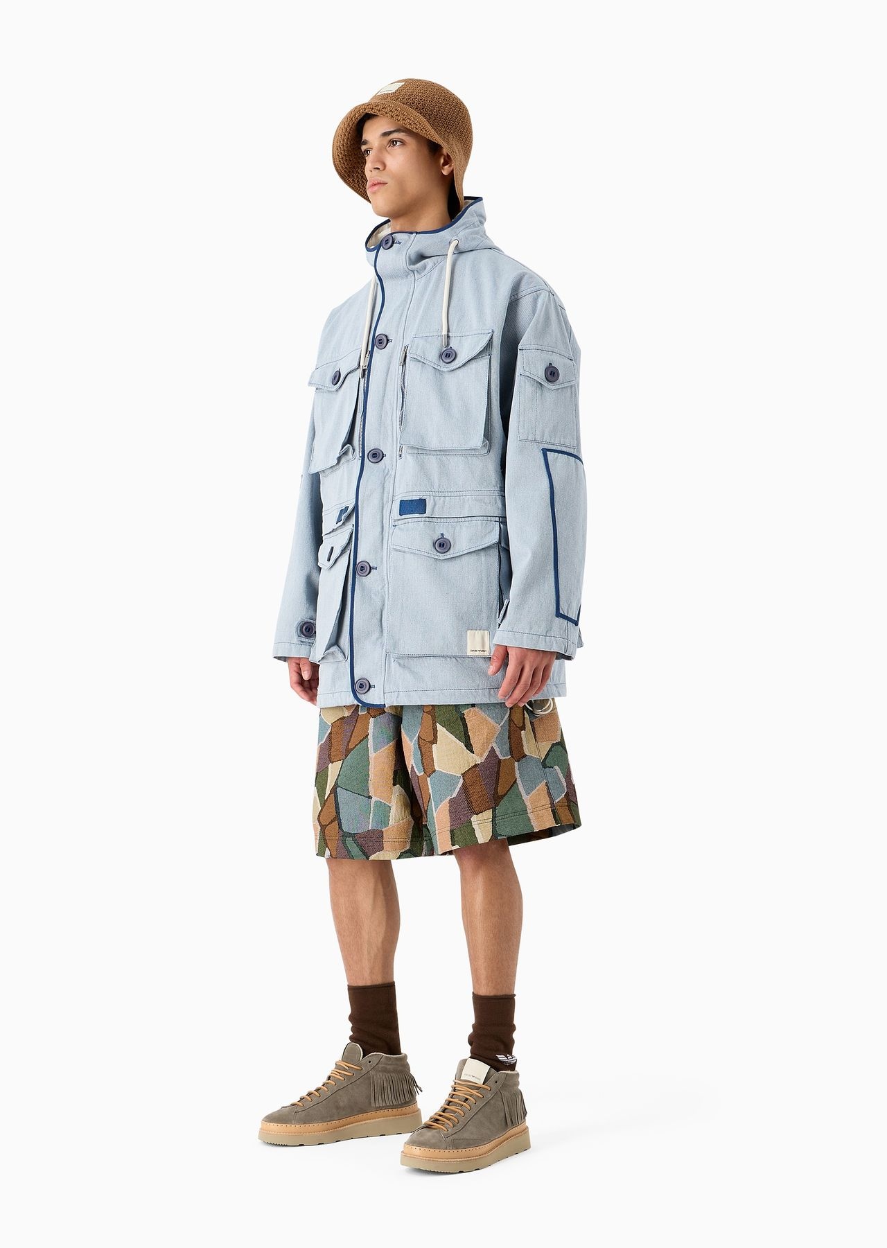 Emporio Armani Sustainability Values Capsule Collection organic jacquard Gobelin fabric drawstring B - 4