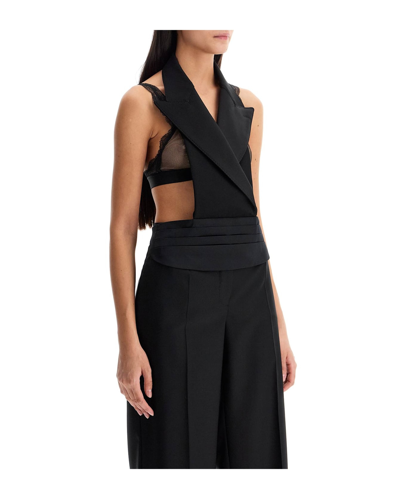 Open-back Wool And Silk Blend Vest - 2