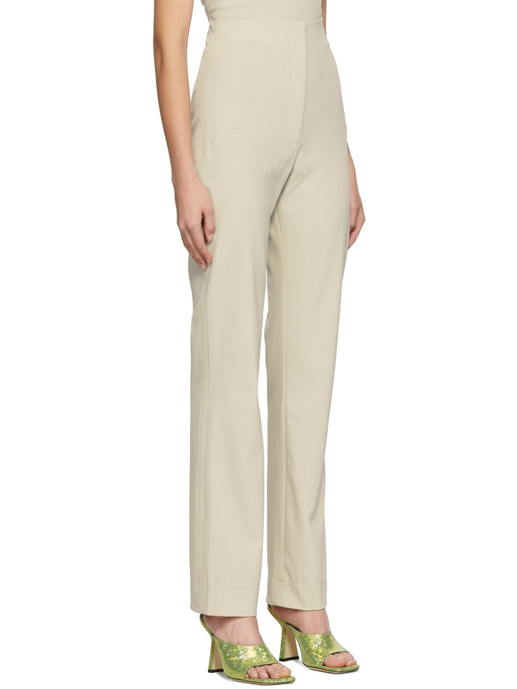 Beige Bootleg Pants - 2