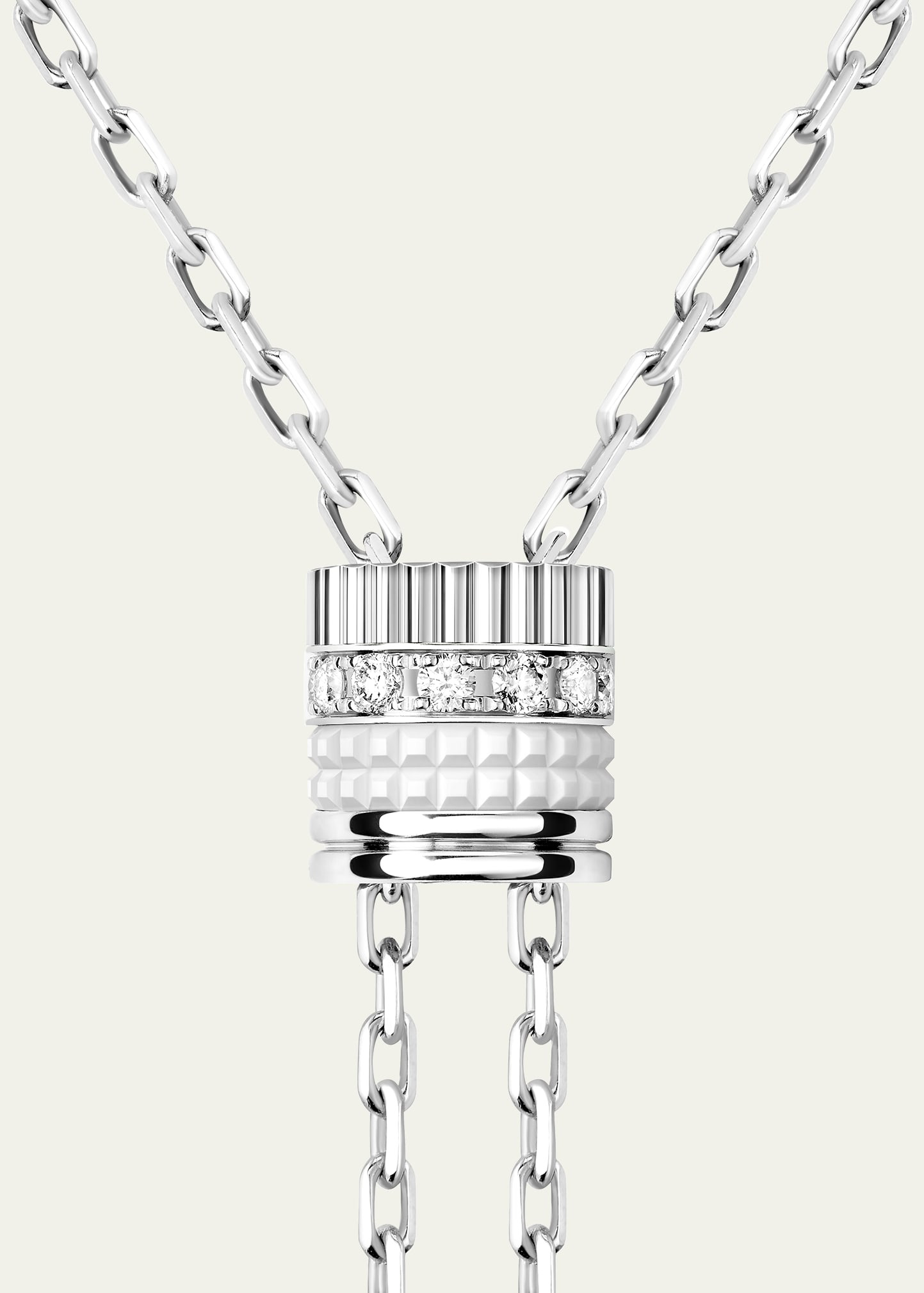 Quatre Double White Edition Small 18K White Gold Tie Necklace - 2