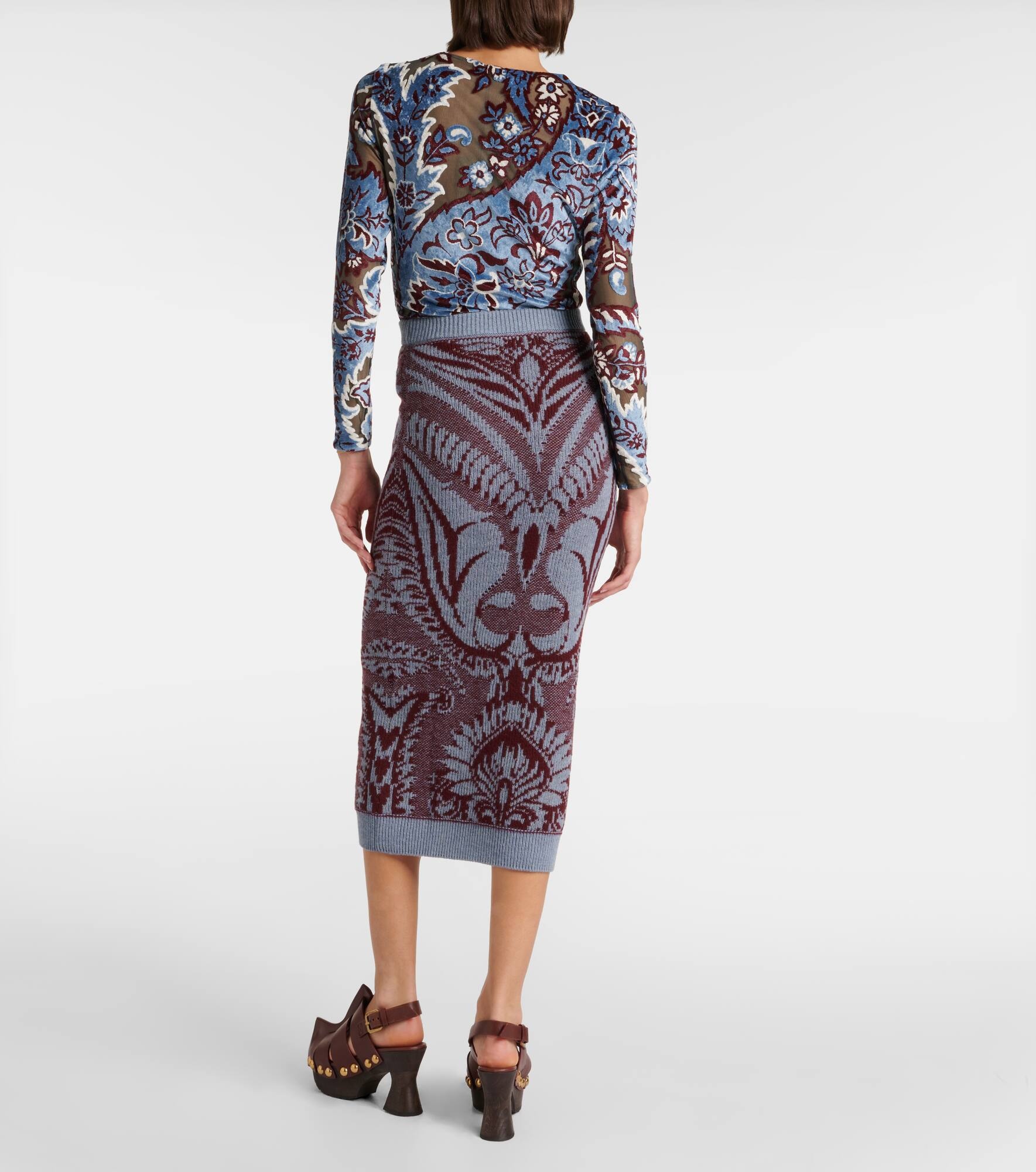 Wool jacquard midi skirt - 3