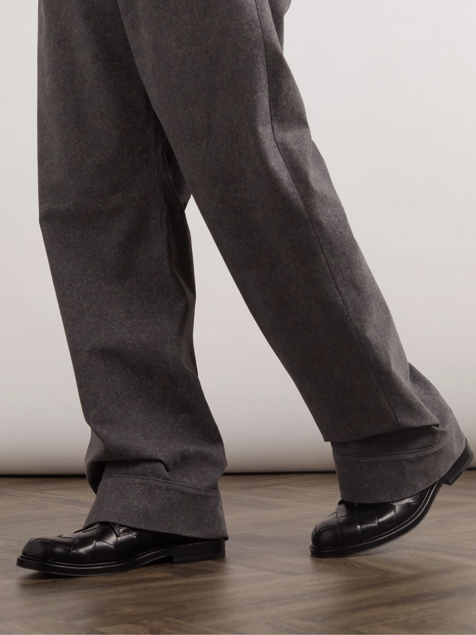 Intrecciato Leather Derby Shoes Black - 2