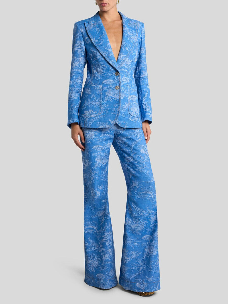 Etro SINGLE-BREASTED COTTON AND LINEN JACQUARD DENIM JACKET WITH FLORAL MOTIF outlook