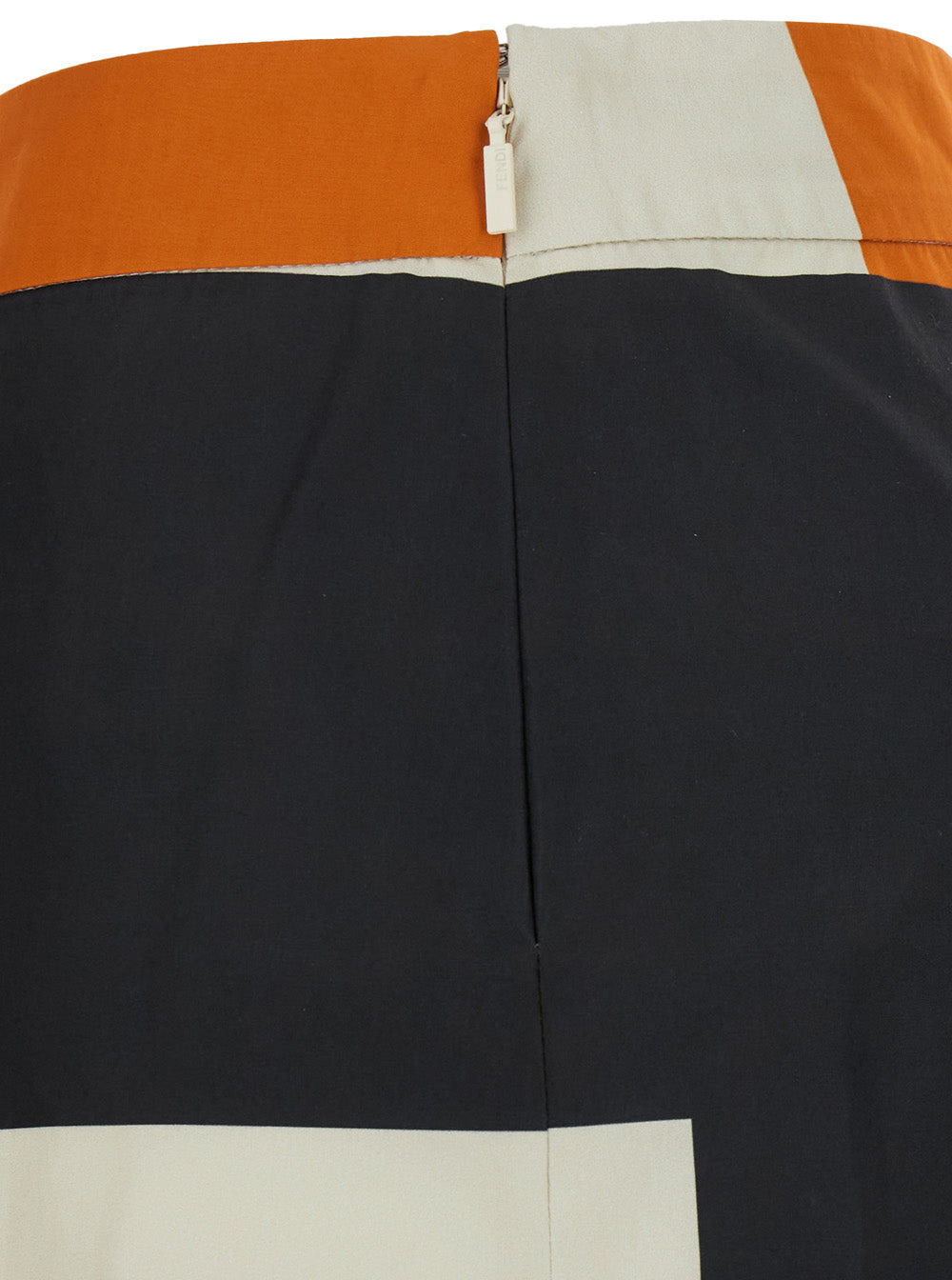 Fendi Women Orange And Black Long Skirt With Draped Panel  In Cotton Woman - 3