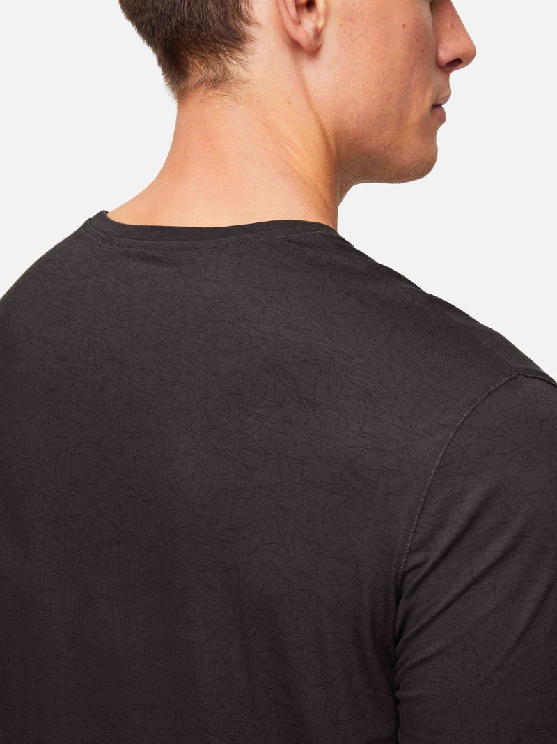 Men's T-Shirt London 9 Bird Print Micro Modal Black - 6