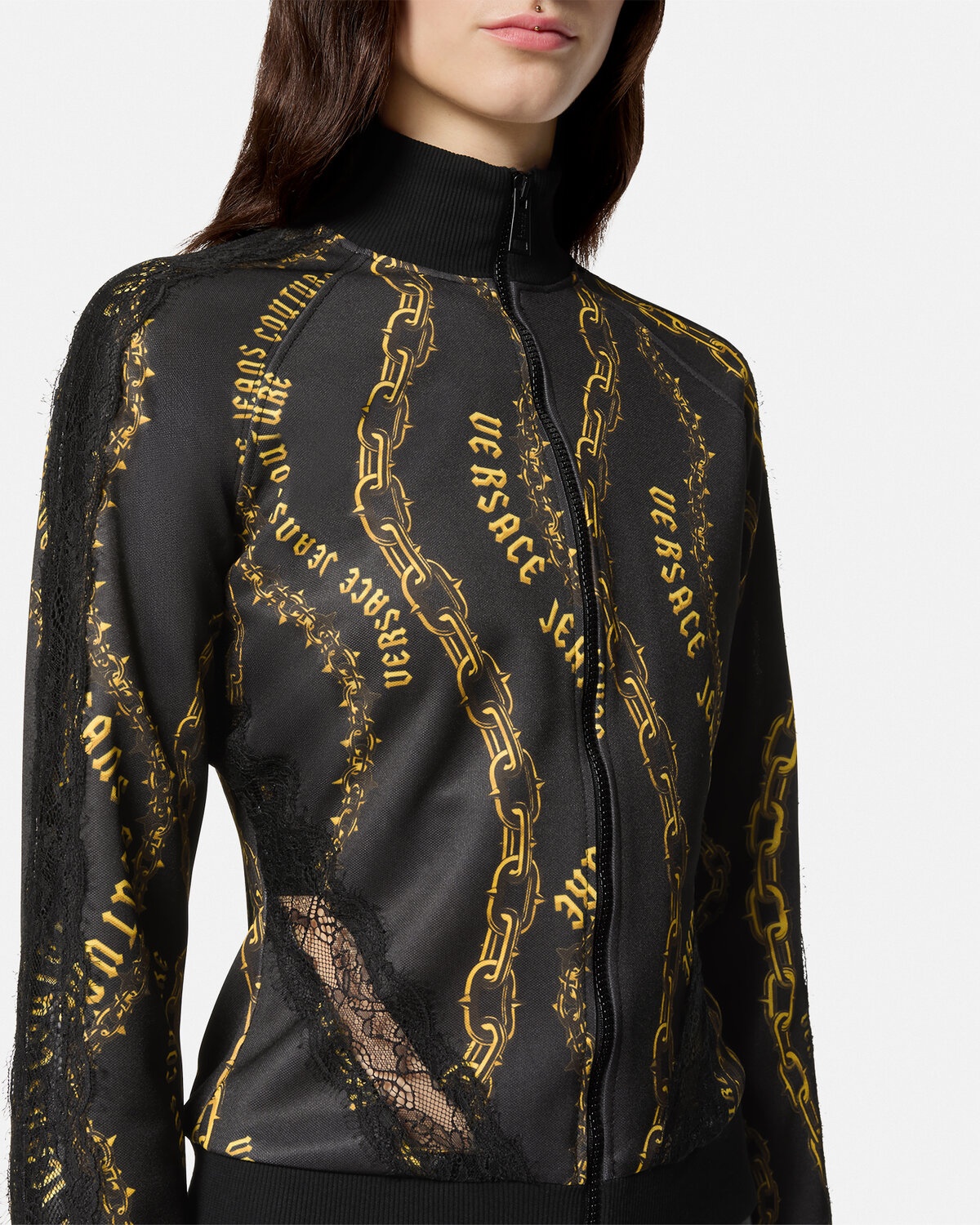 VERSACE JEANS COUTURE Chain Couture Lace Zip Sweatshirt