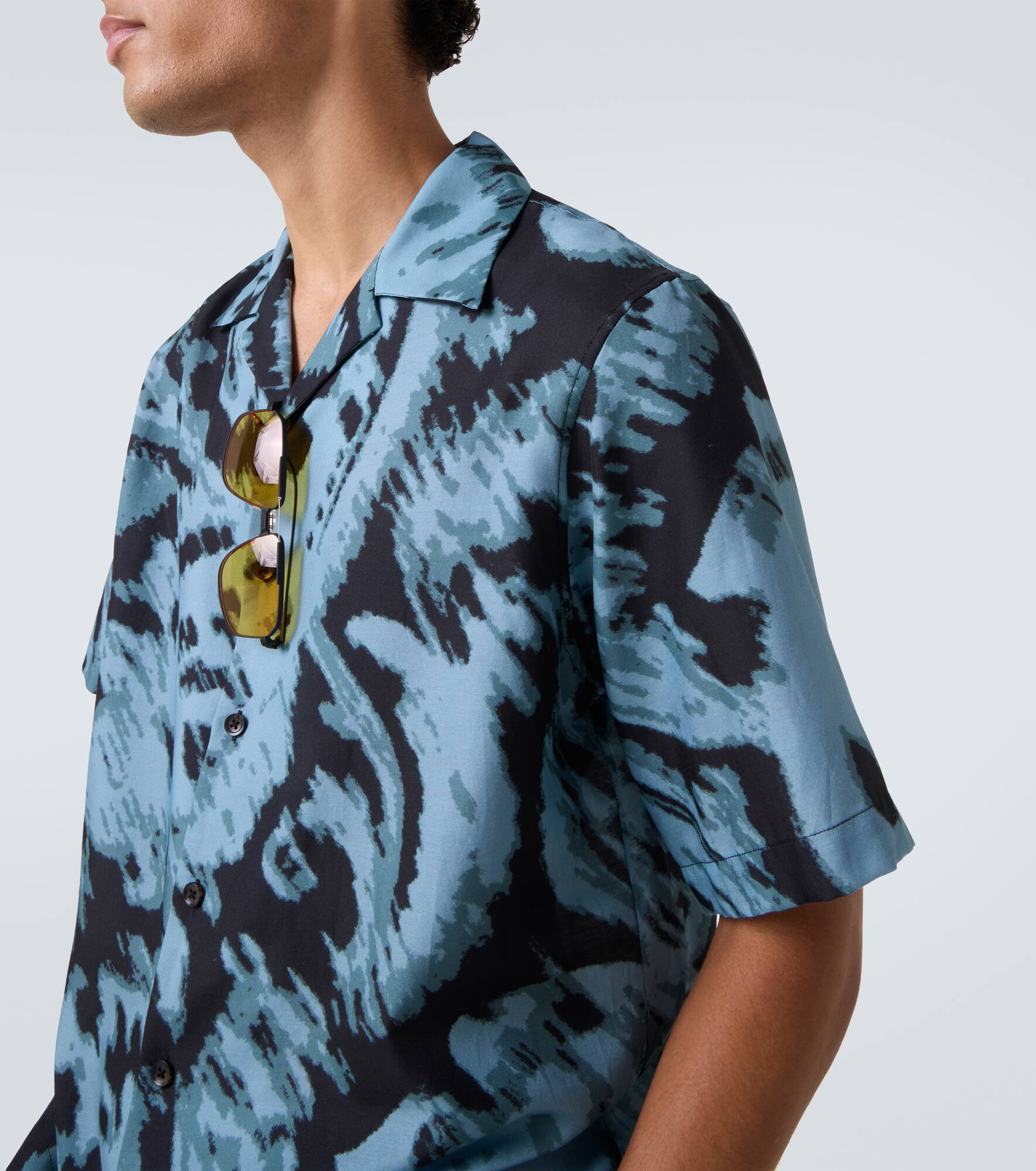 Printed cotton and silk twill shirt - 5