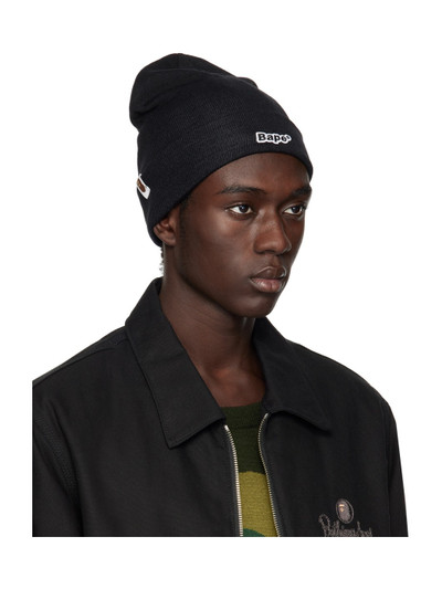 A BATHING APE® Black Patch Knit Beanie outlook