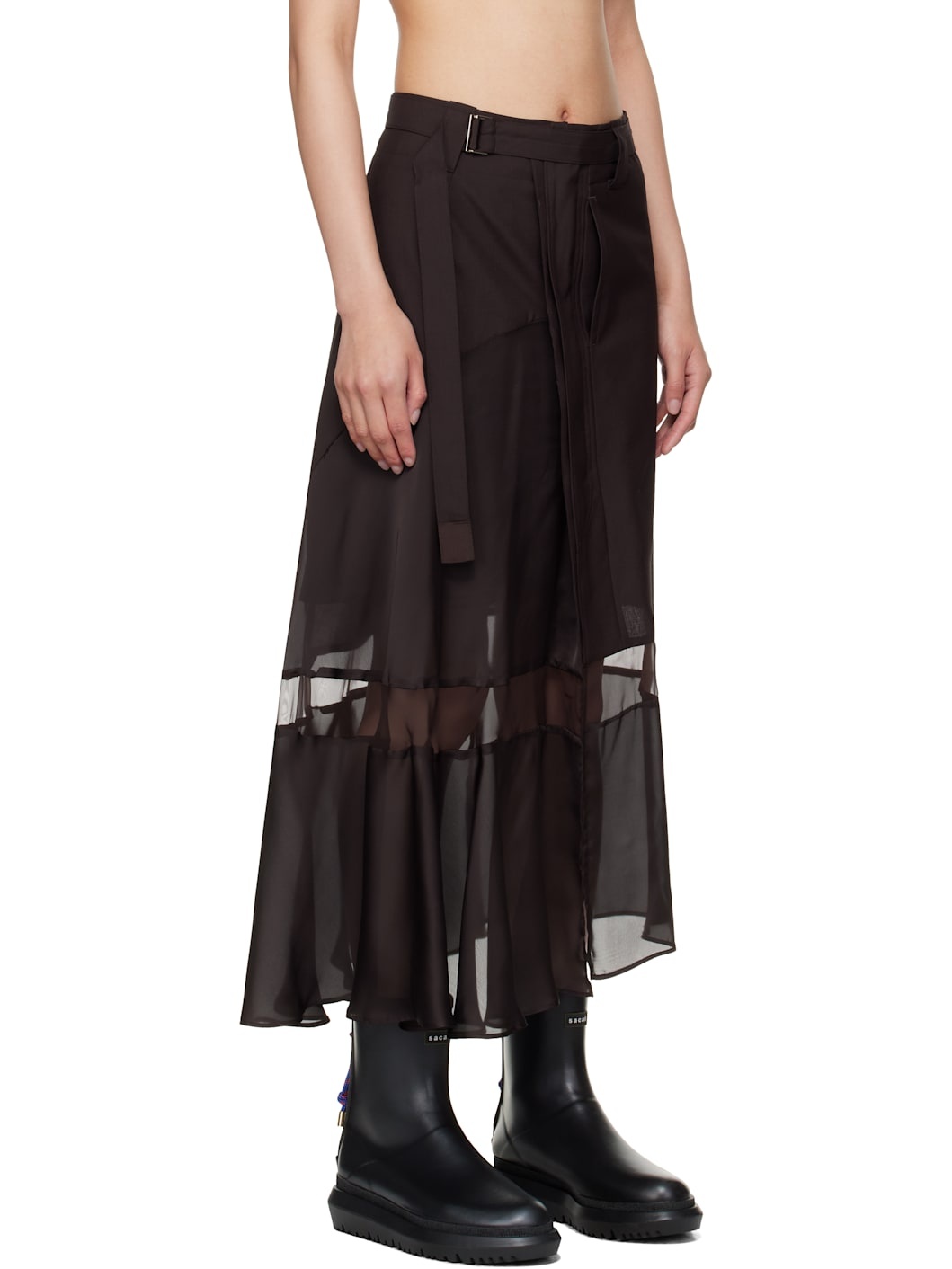 Brown Suiting Midi Skirt - 2