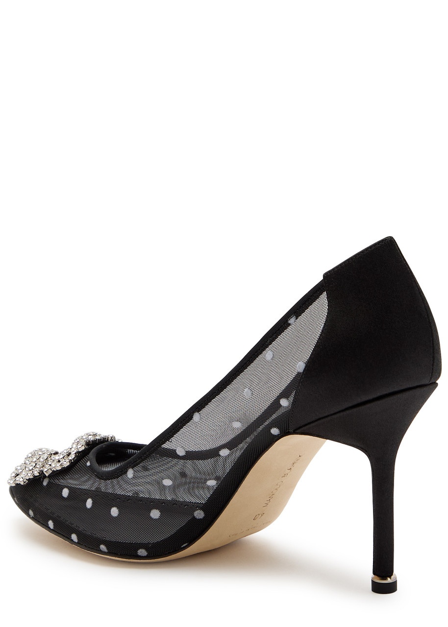 Manolo Blahnik Hangisi 90 Polka-dot Mesh Pumps - 2