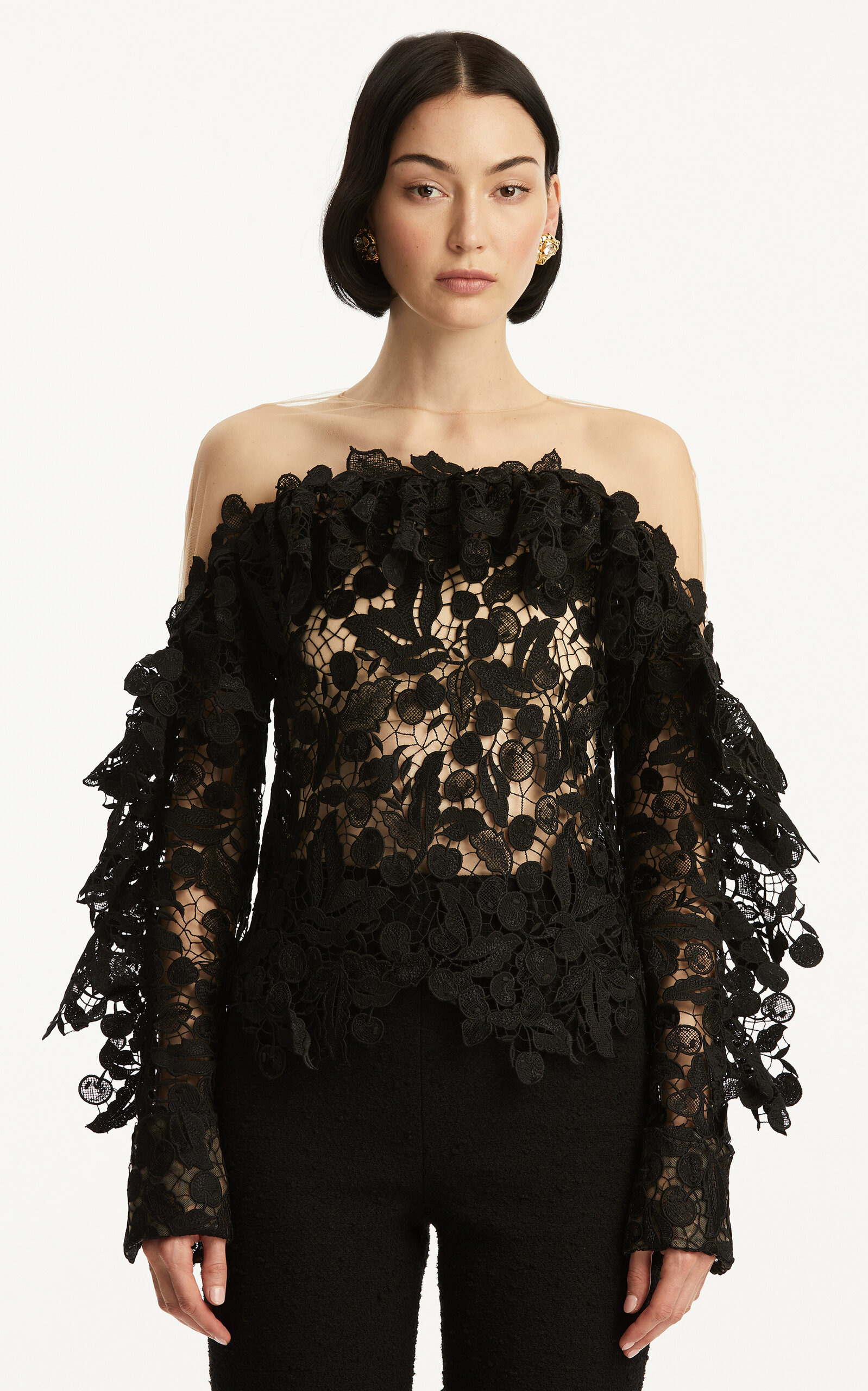 Off-The-Shoulder Guipure Top black - 4