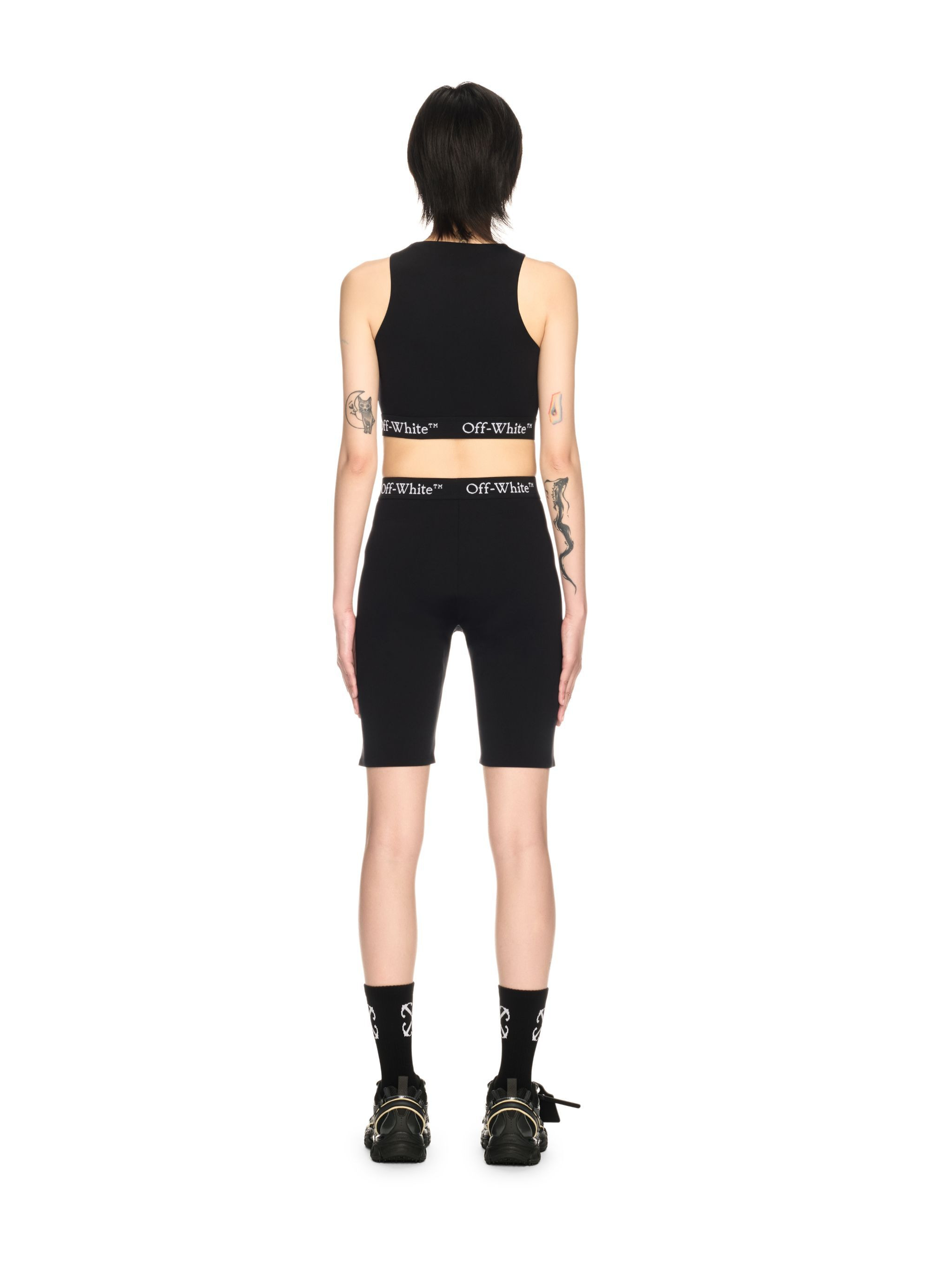 Black Logo Band Zip Shorts - 4