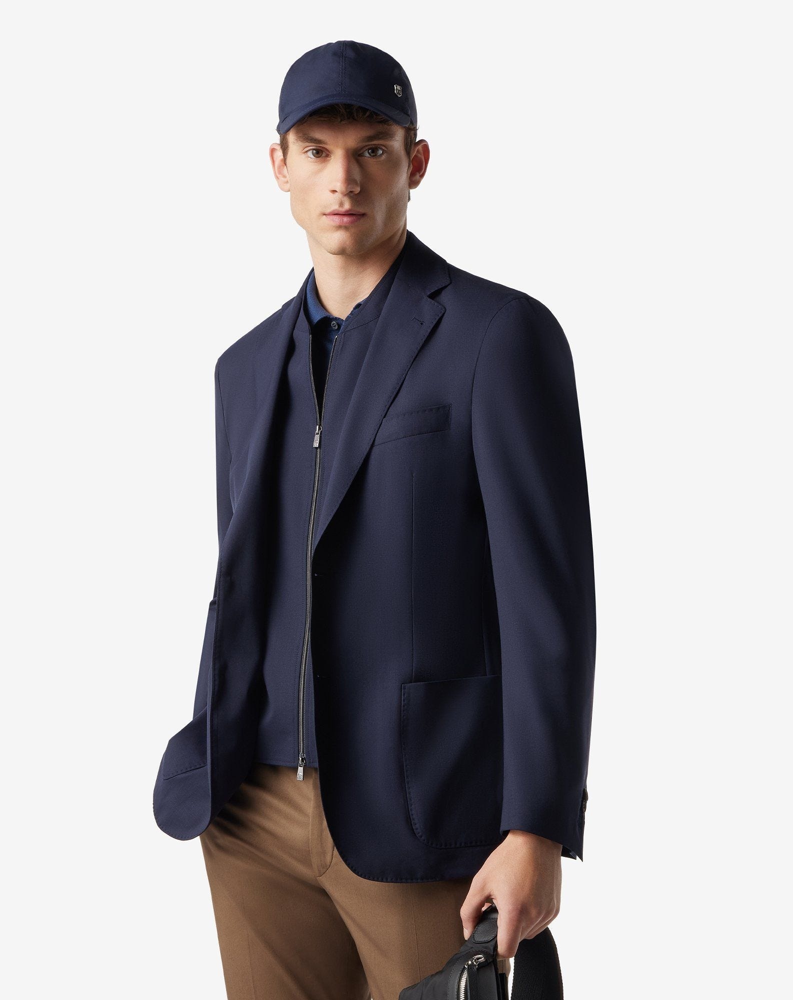 Navy blue 170's super light wool jacket with vest - 2