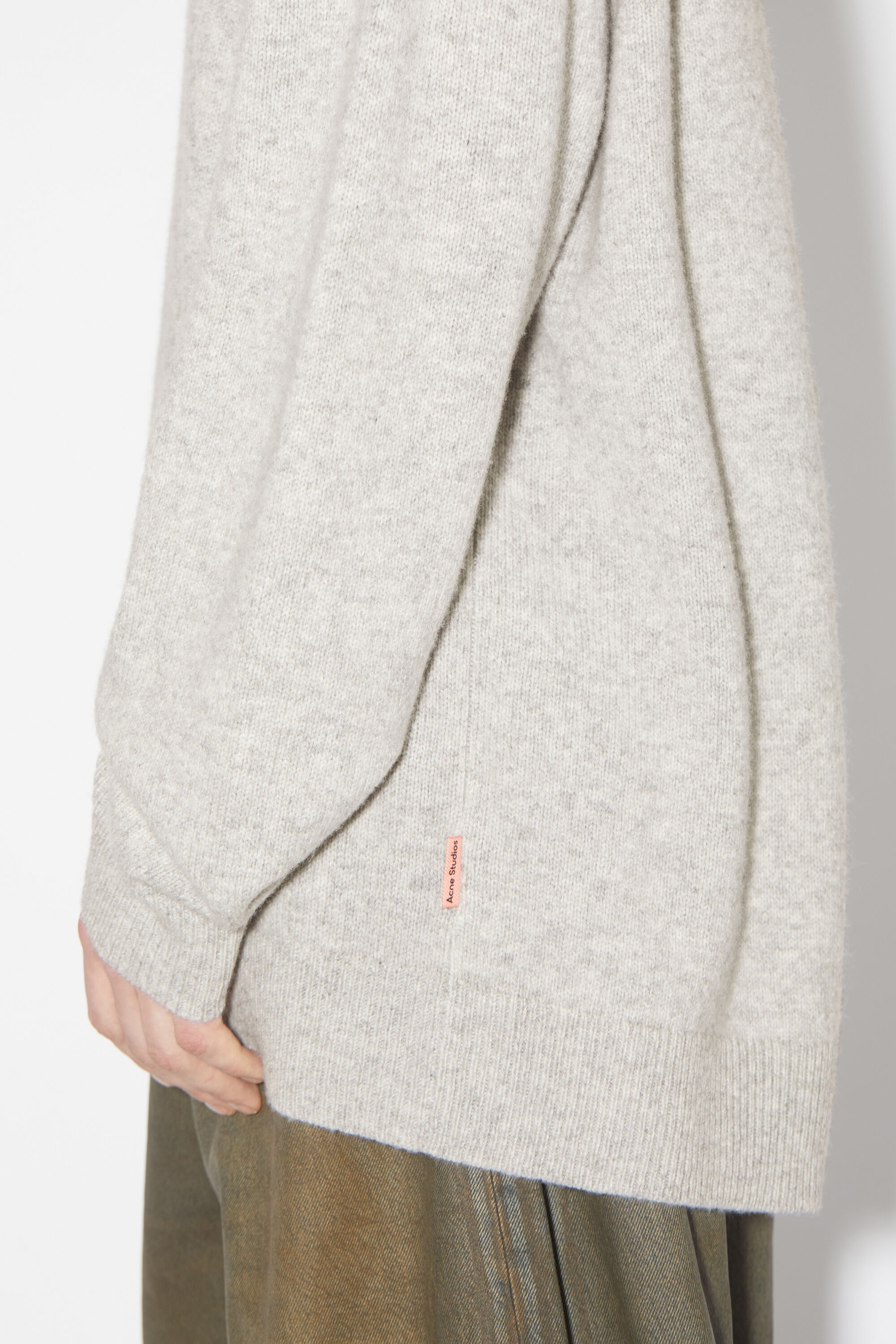 Wool cashmere hoodie - Light Grey Melange - 4