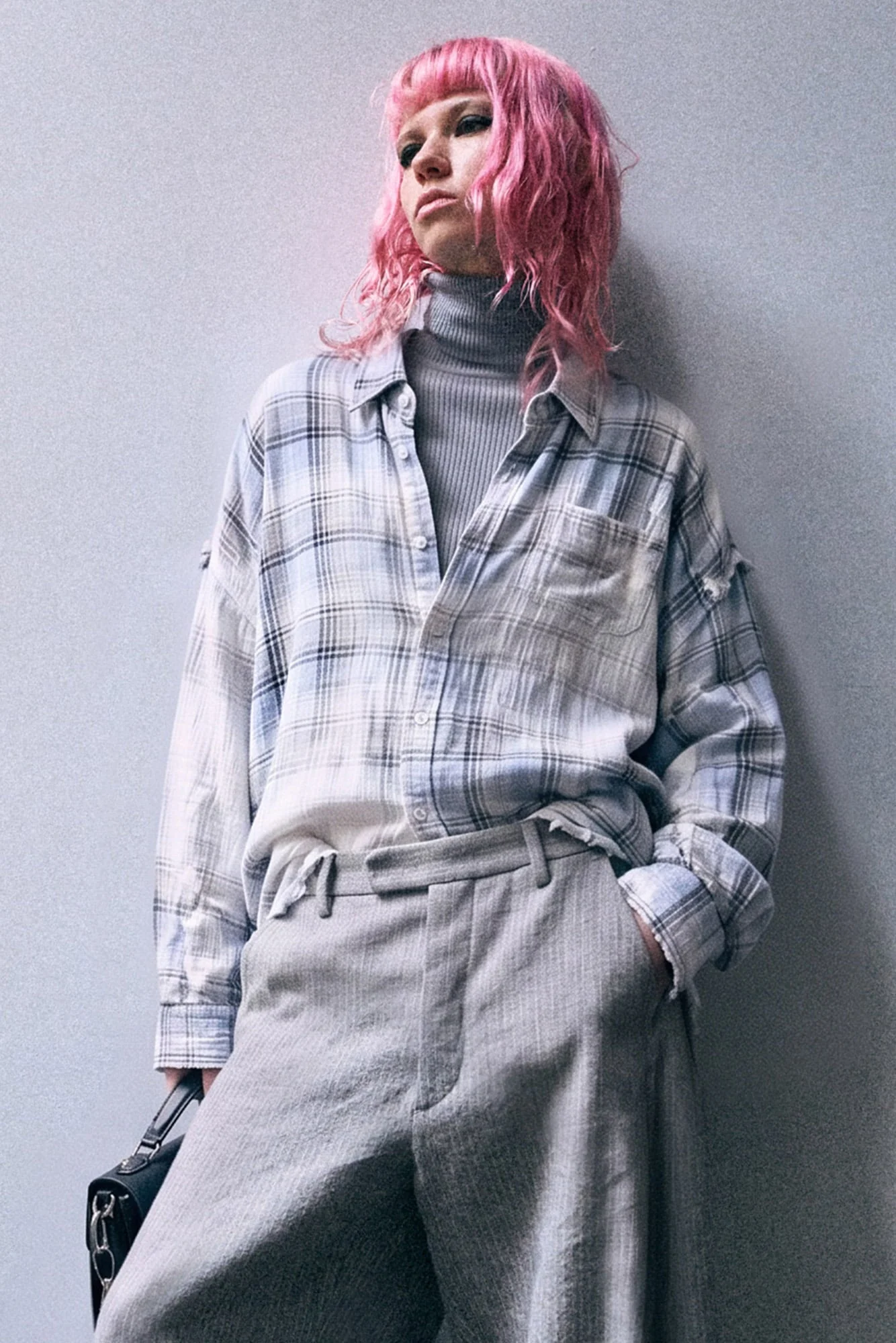 Shredded Seam Drop Neck Shirt - 1