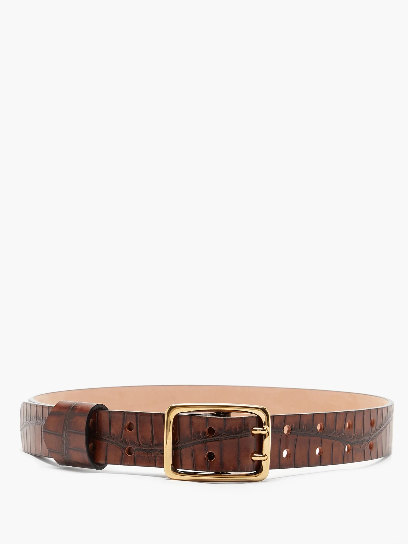 Crocodile-effect leather belt - 3