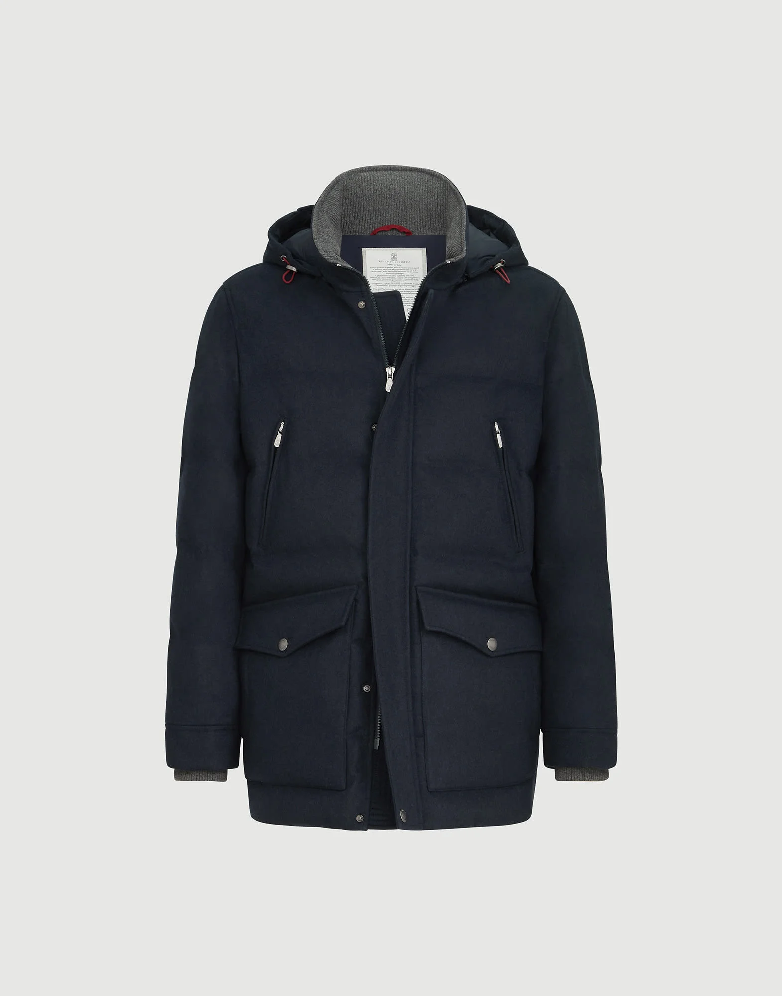 Bonded wool flannel down parka with detachable hood - 1