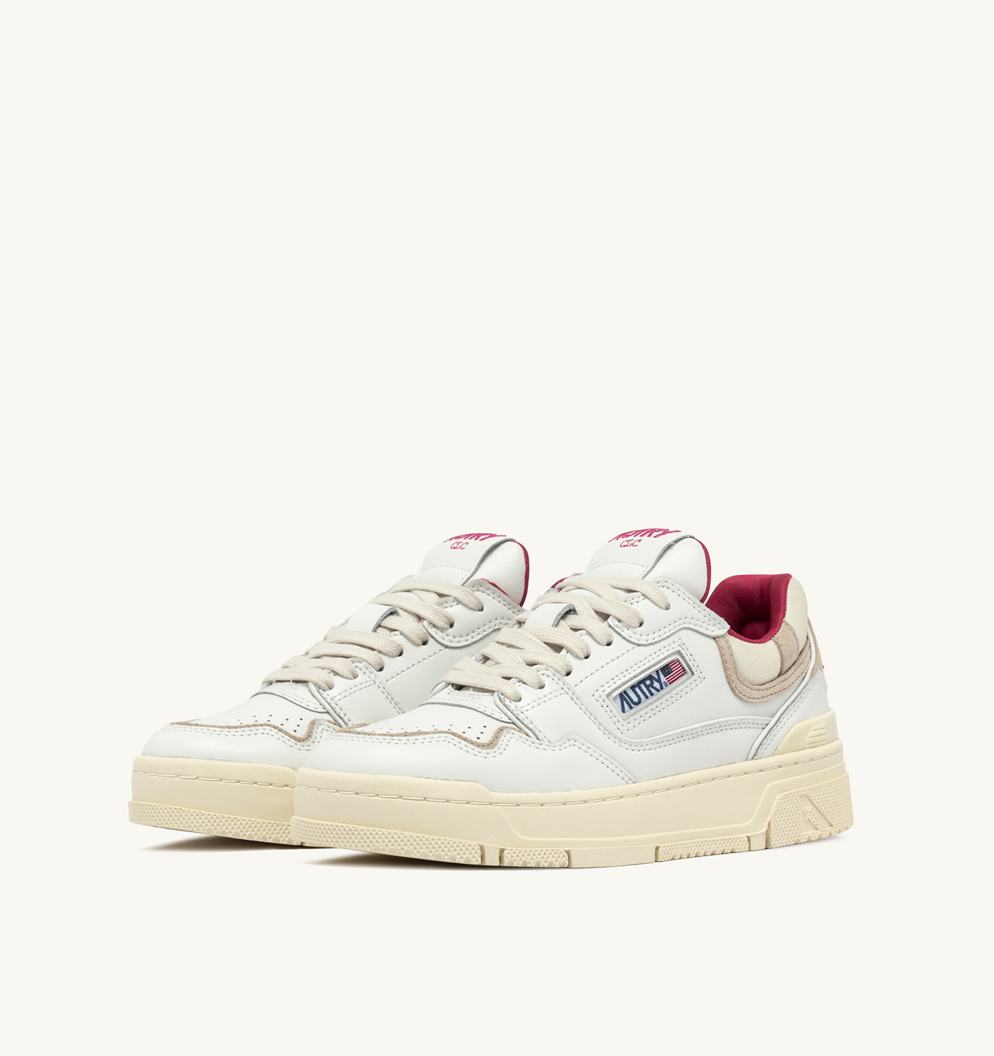 CLC LOW SNEAKERS IN WHITE LEATHER AND SAND SUEDE - 2