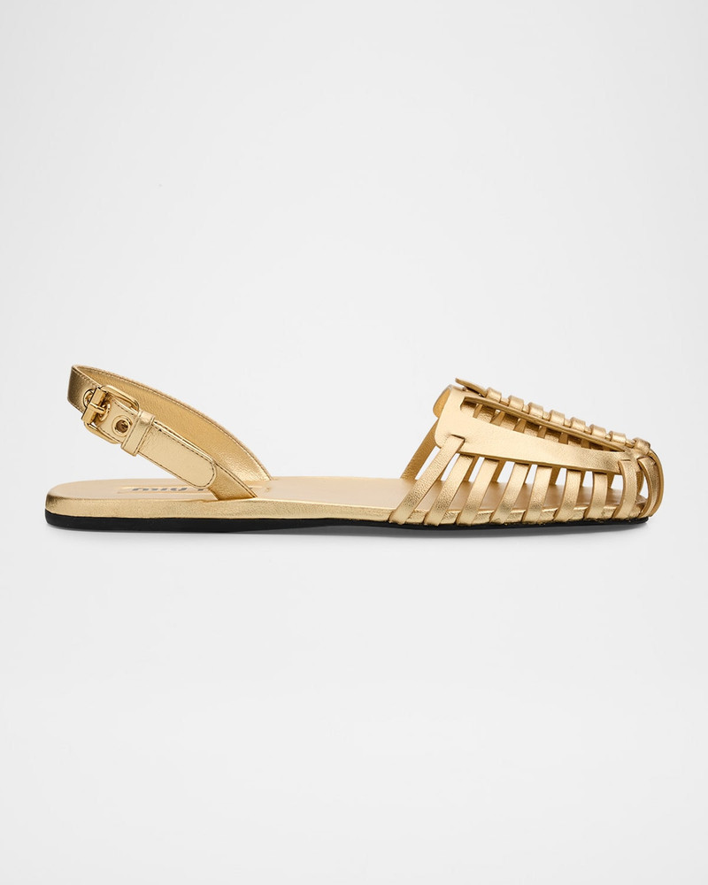 Huarache Metallic Leather Slingback Flats 1