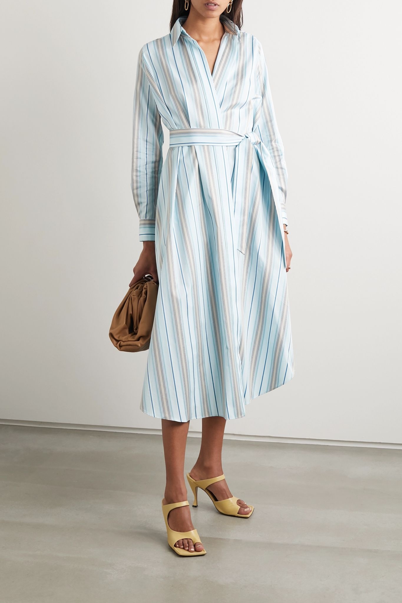 Belted striped cotton-poplin wrap dress - 2