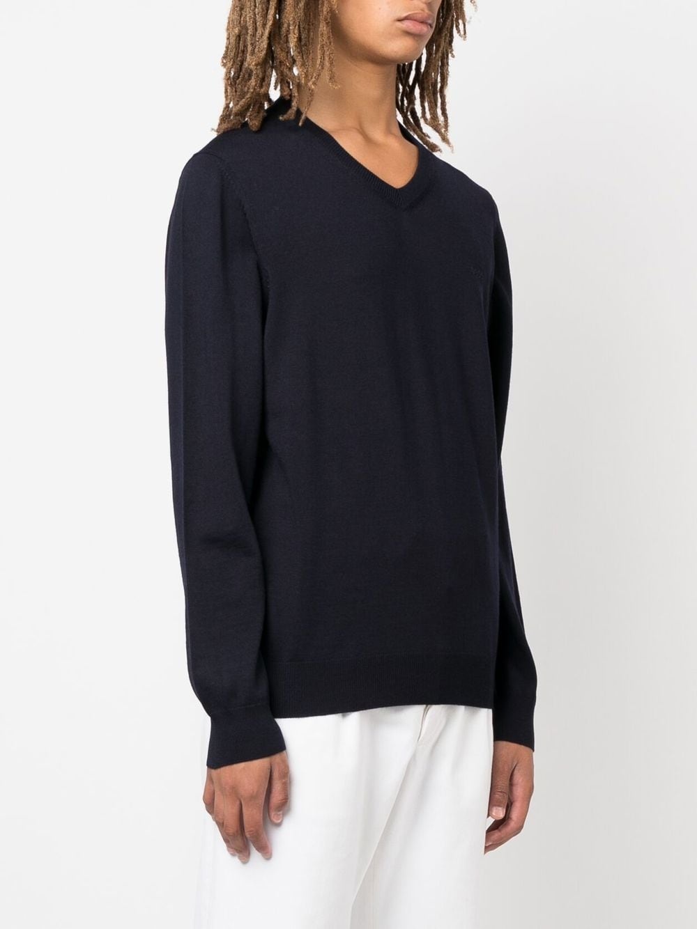 logo-embroidered V-neck jumper - 3